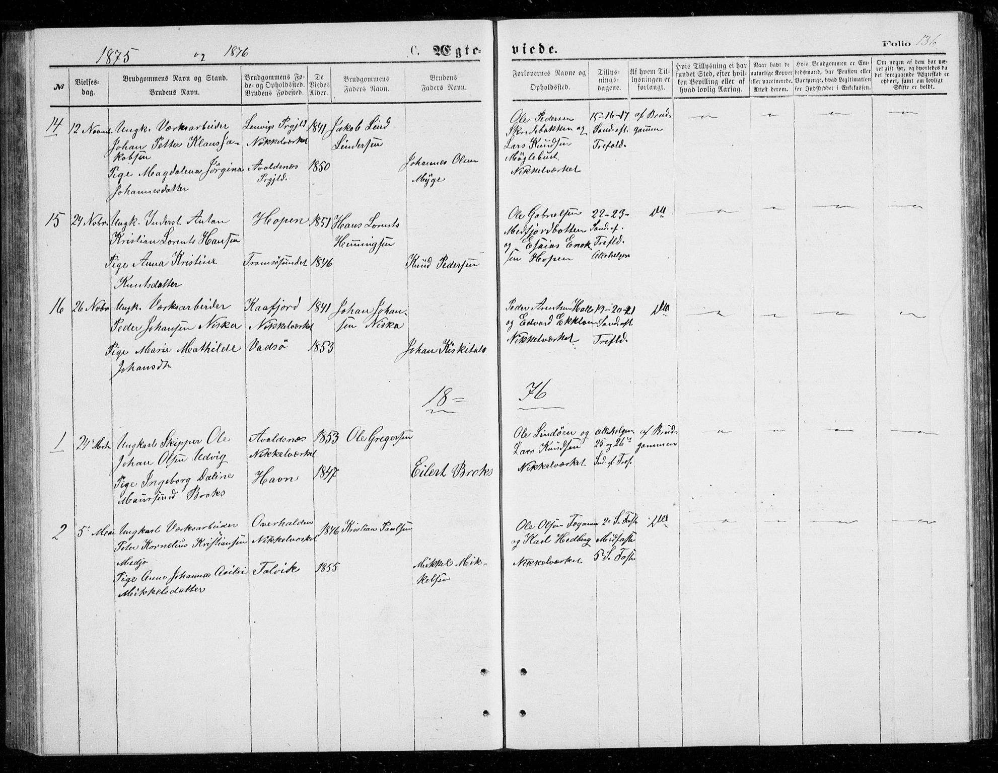 Berg sokneprestkontor, AV/SATØ-S-1318/G/Ga/Gab/L0003klokker: Parish register (copy) no. 3, 1874-1886, p. 136