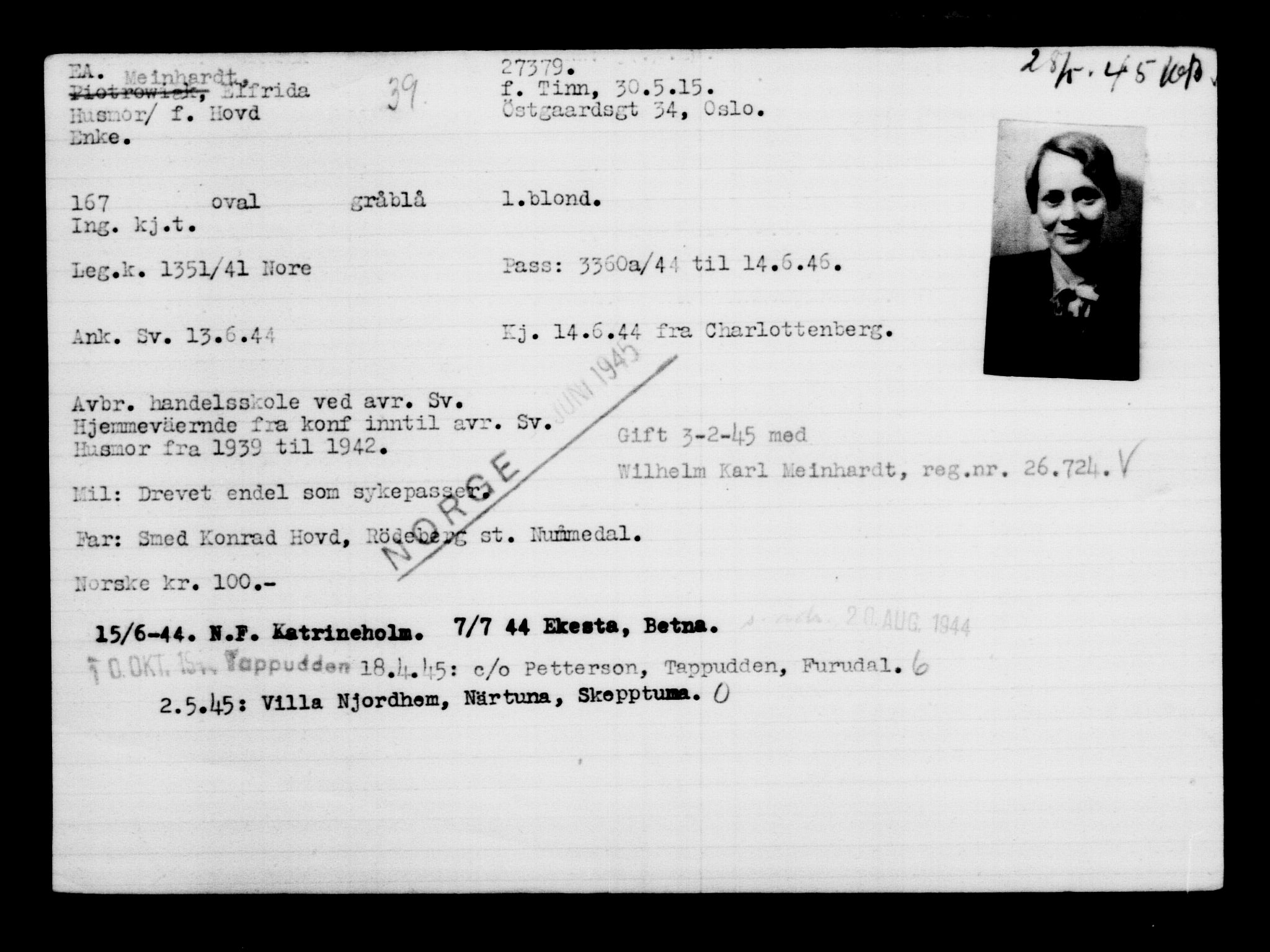 Utenriksstasjonene, Legasjonen i Stockholm, Flyktningkontoret, AV/RA-S-6753/V/Va/L0011: Kjesäterkartoteket, flyktninger med registreringsnr. 25300-28349, 1940-1945, p. 2204