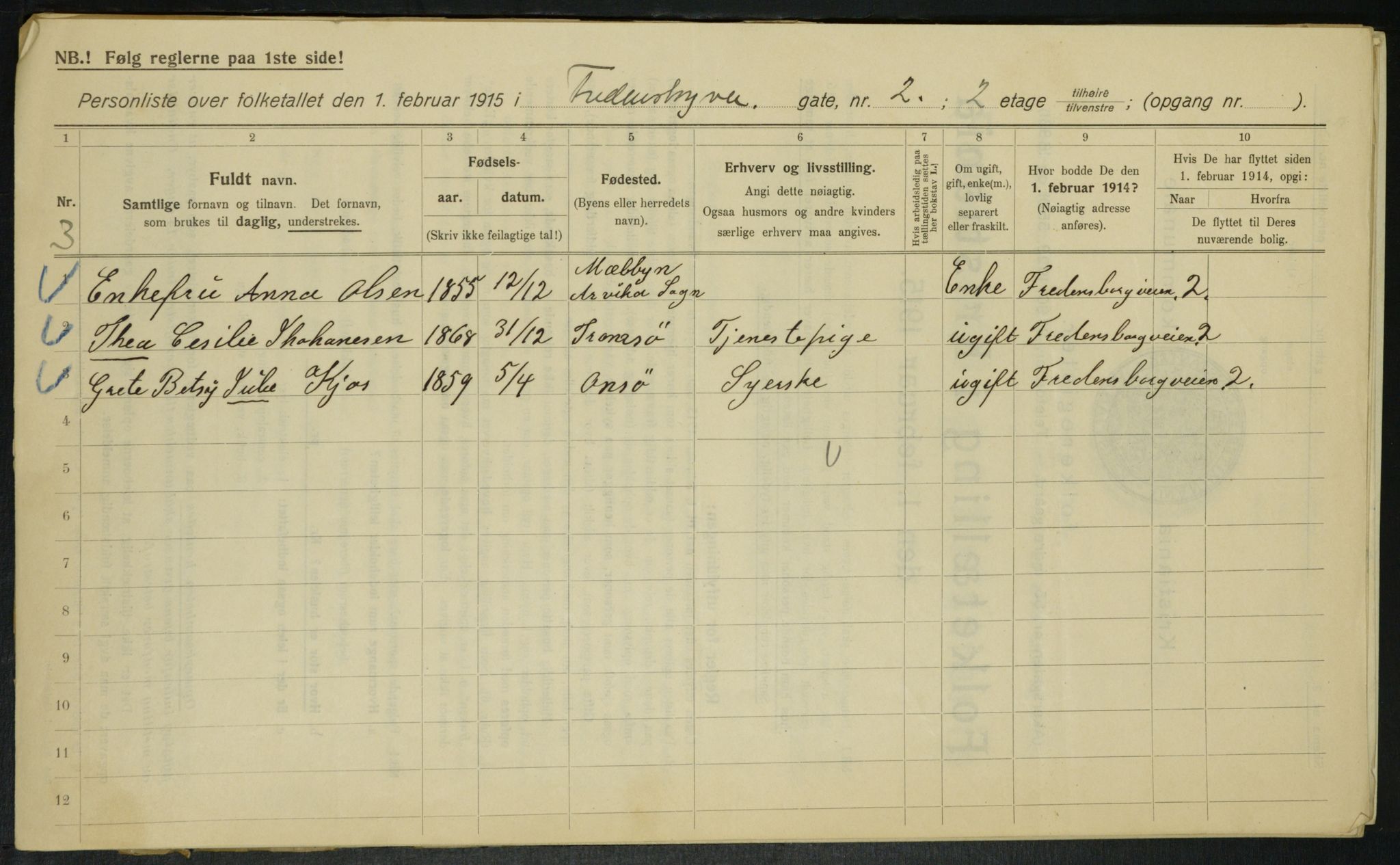 OBA, Municipal Census 1915 for Kristiania, 1915, p. 25038