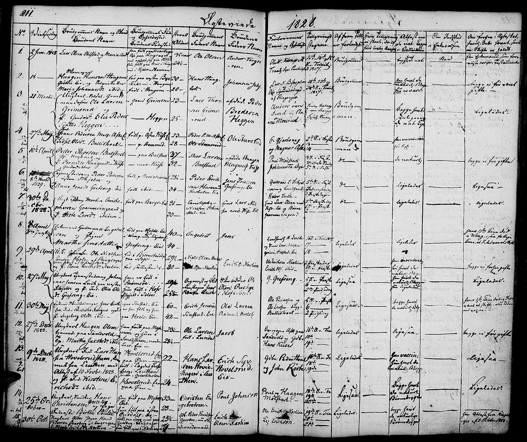 Nes prestekontor, Hedmark, SAH/PREST-020/K/Ka/L0003: Parish register (official) no. 3, 1827-1851, p. 211