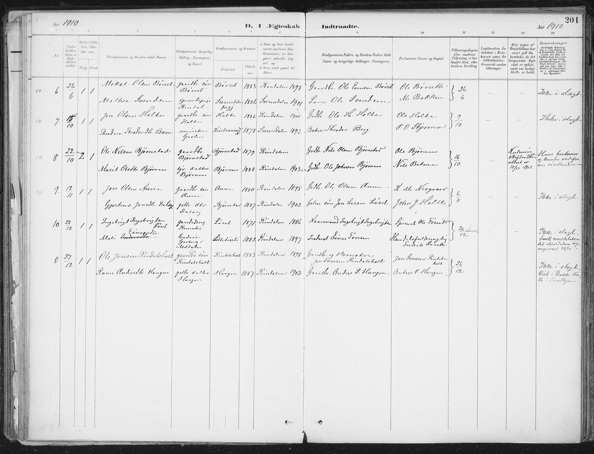 Ministerialprotokoller, klokkerbøker og fødselsregistre - Møre og Romsdal, AV/SAT-A-1454/598/L1072: Parish register (official) no. 598A06, 1896-1910, p. 201