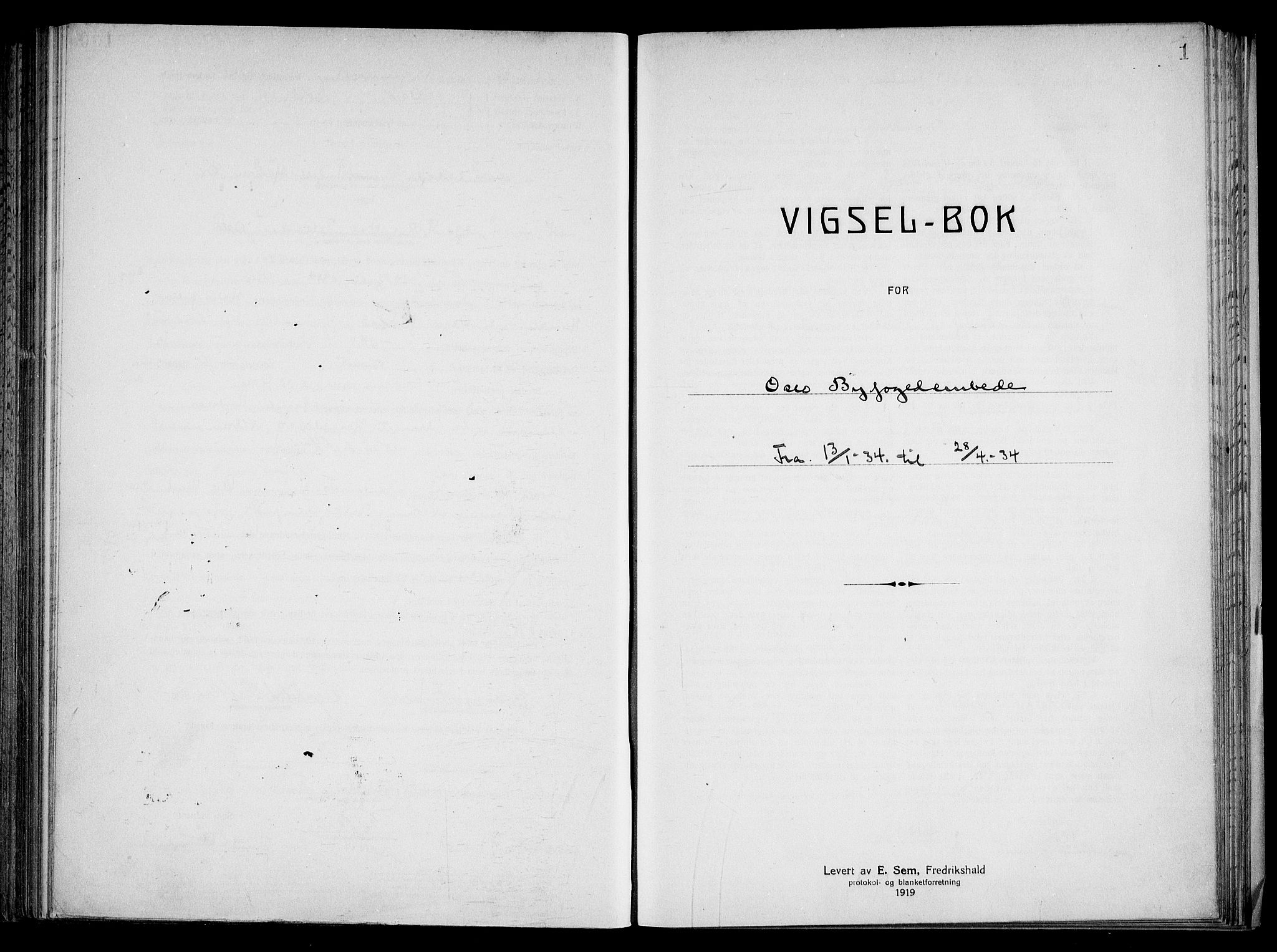 Oslo byfogd avd. I, SAO/A-10220/L/Lb/Lbb/L0023: Notarialprotokoll, rekke II: Vigsler, 1933-1934, p. 1a