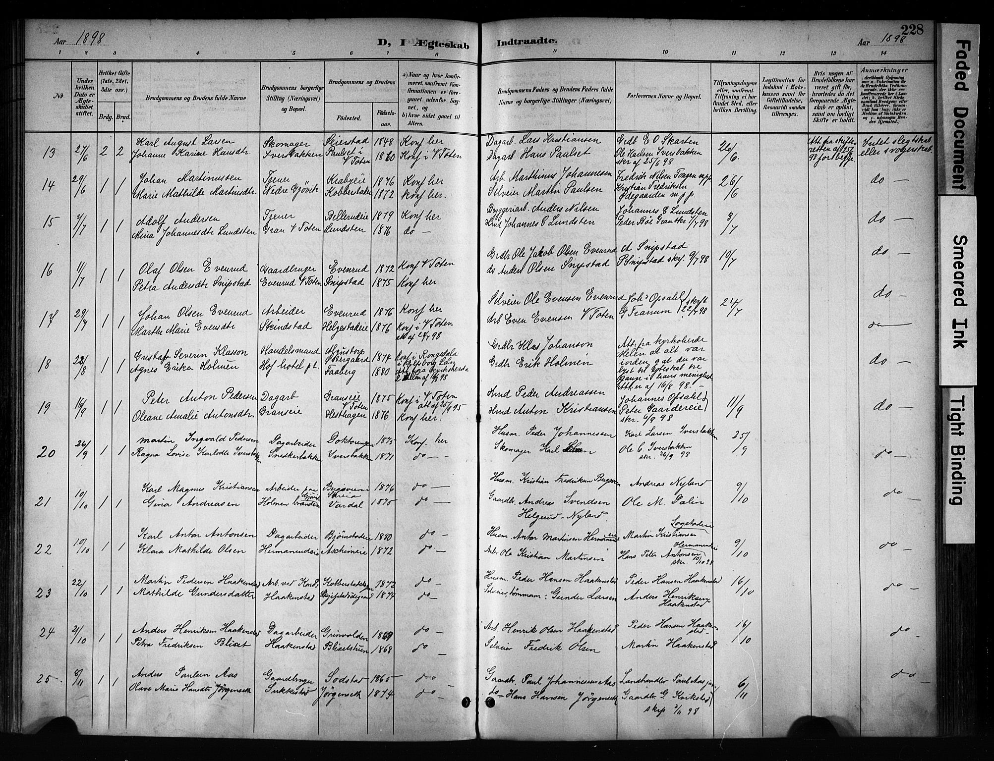 Østre Toten prestekontor, SAH/PREST-104/H/Ha/Haa/L0008: Parish register (official) no. 8, 1897-1909, p. 228