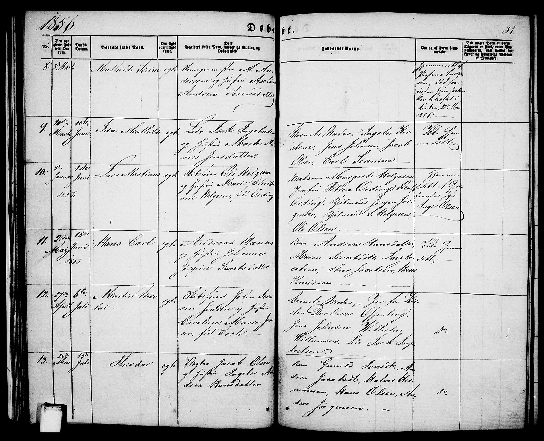 Porsgrunn kirkebøker , AV/SAKO-A-104/G/Ga/L0002: Parish register (copy) no. I 2, 1847-1877, p. 31