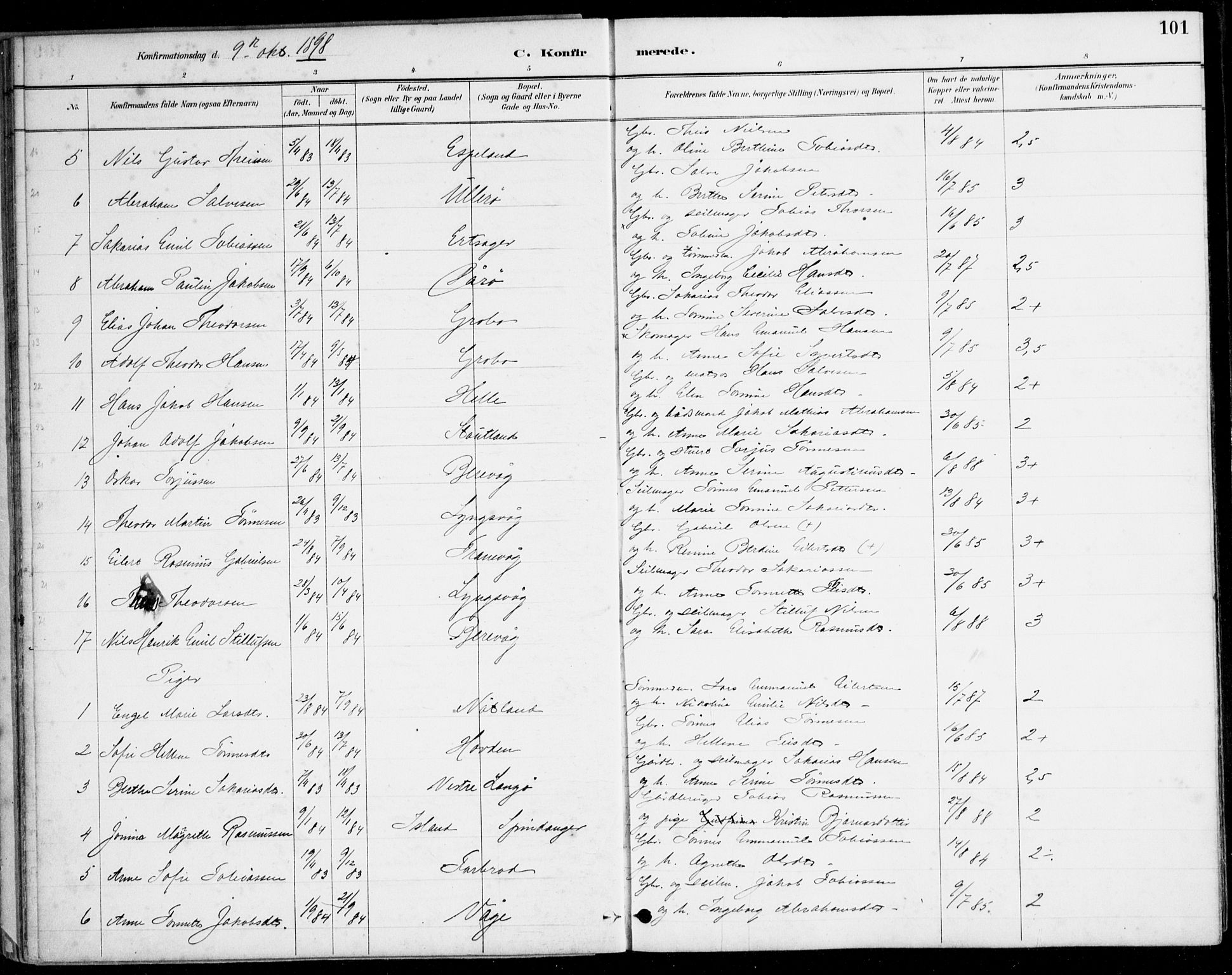 Herad sokneprestkontor, AV/SAK-1111-0018/F/Fa/Fab/L0005: Parish register (official) no. A 5, 1886-1913, p. 101