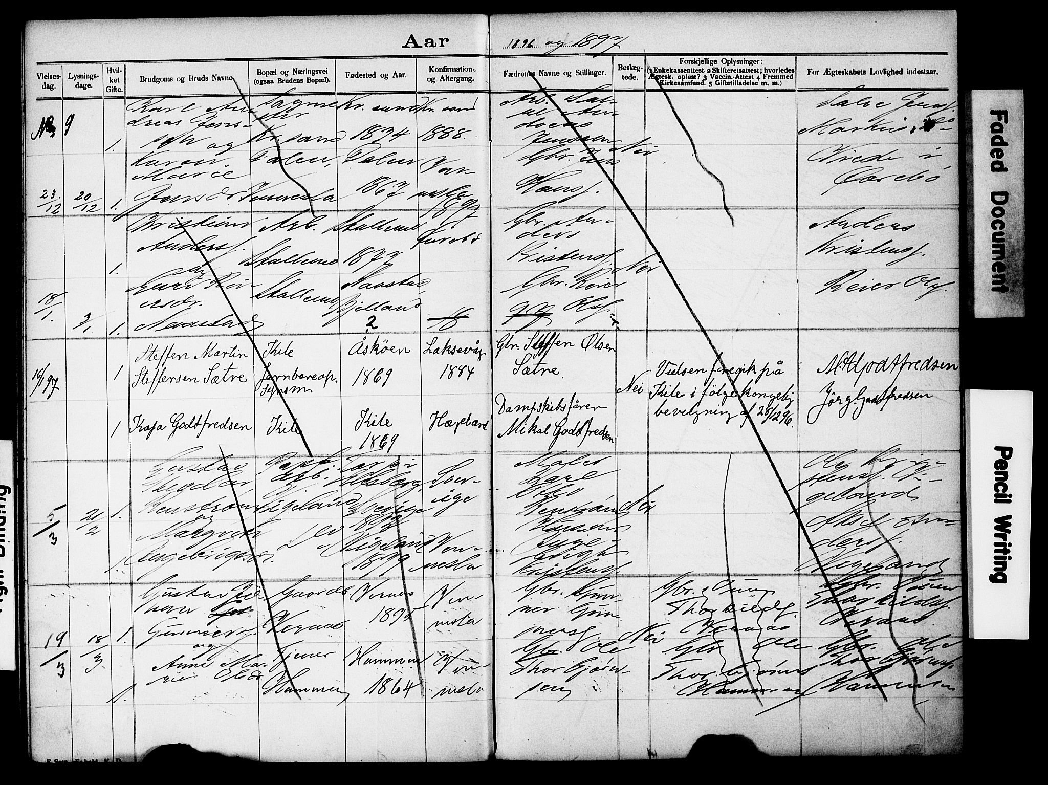 Vennesla sokneprestkontor, AV/SAK-1111-0045/J/L0032/0004: Banns register no. II 5 2, 1892-1917, p. 21