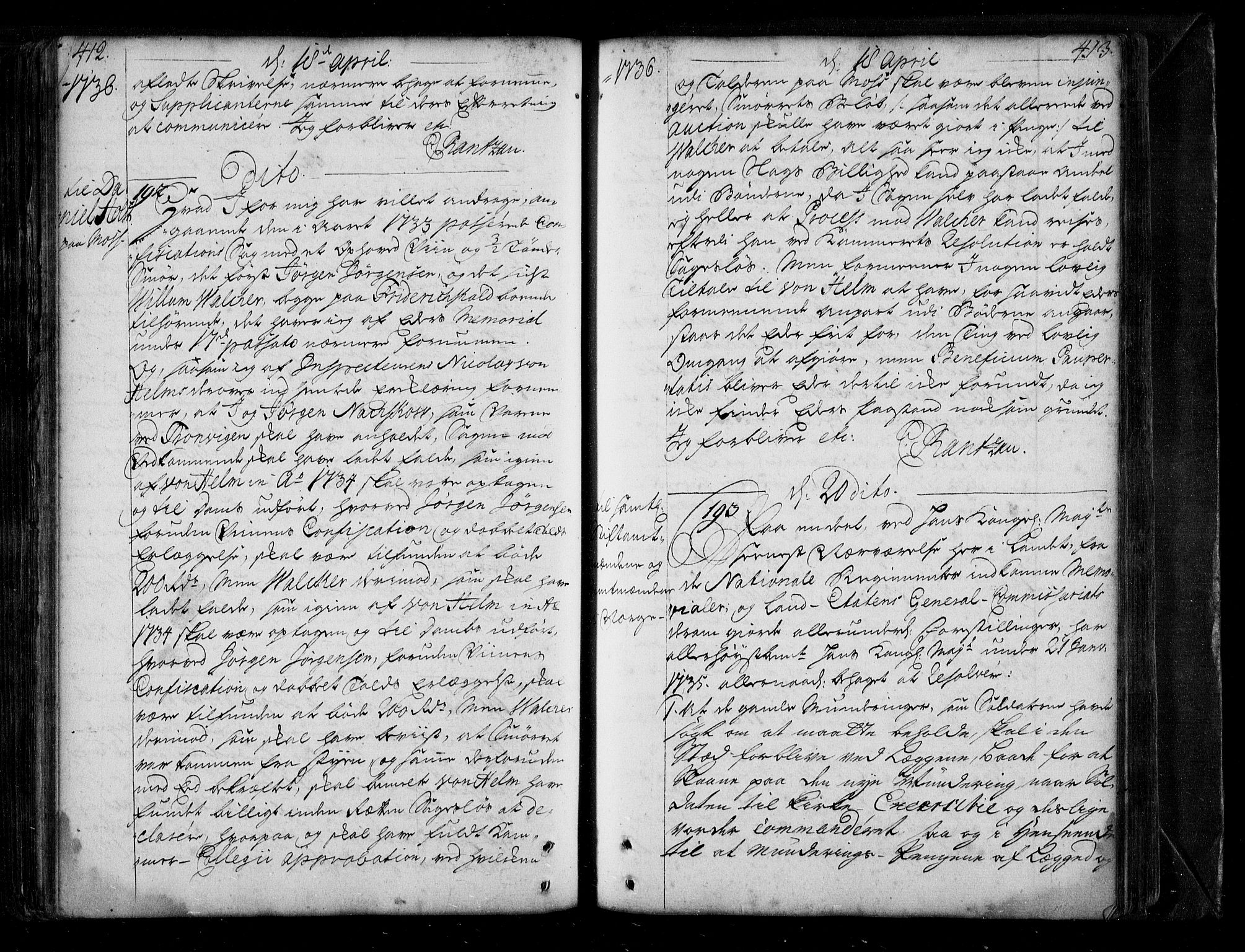 Stattholderembetet 1572-1771, AV/RA-EA-2870/Be/L0010: Allmenn kopibok, autorisert, 1735-1736, p. 412-413