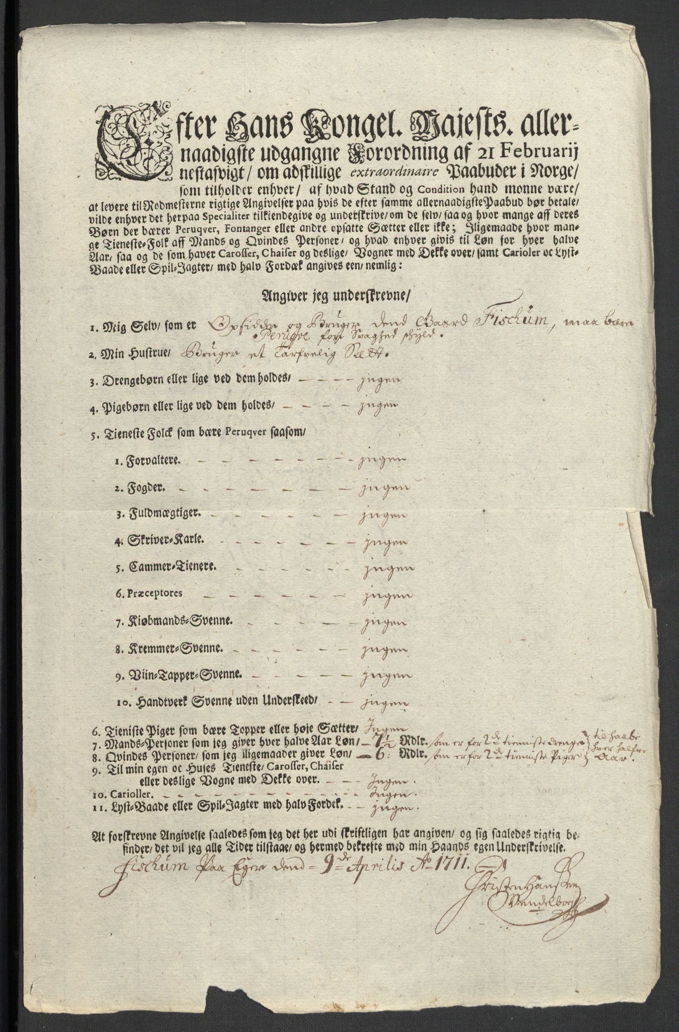 Rentekammeret inntil 1814, Reviderte regnskaper, Fogderegnskap, AV/RA-EA-4092/R31/L1706: Fogderegnskap Hurum, Røyken, Eiker, Lier og Buskerud, 1711, p. 105