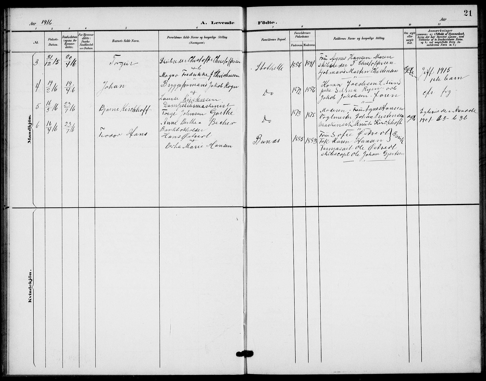 Bamble kirkebøker, SAKO/A-253/G/Gb/L0002: Parish register (copy) no. II 2, 1900-1925, p. 21