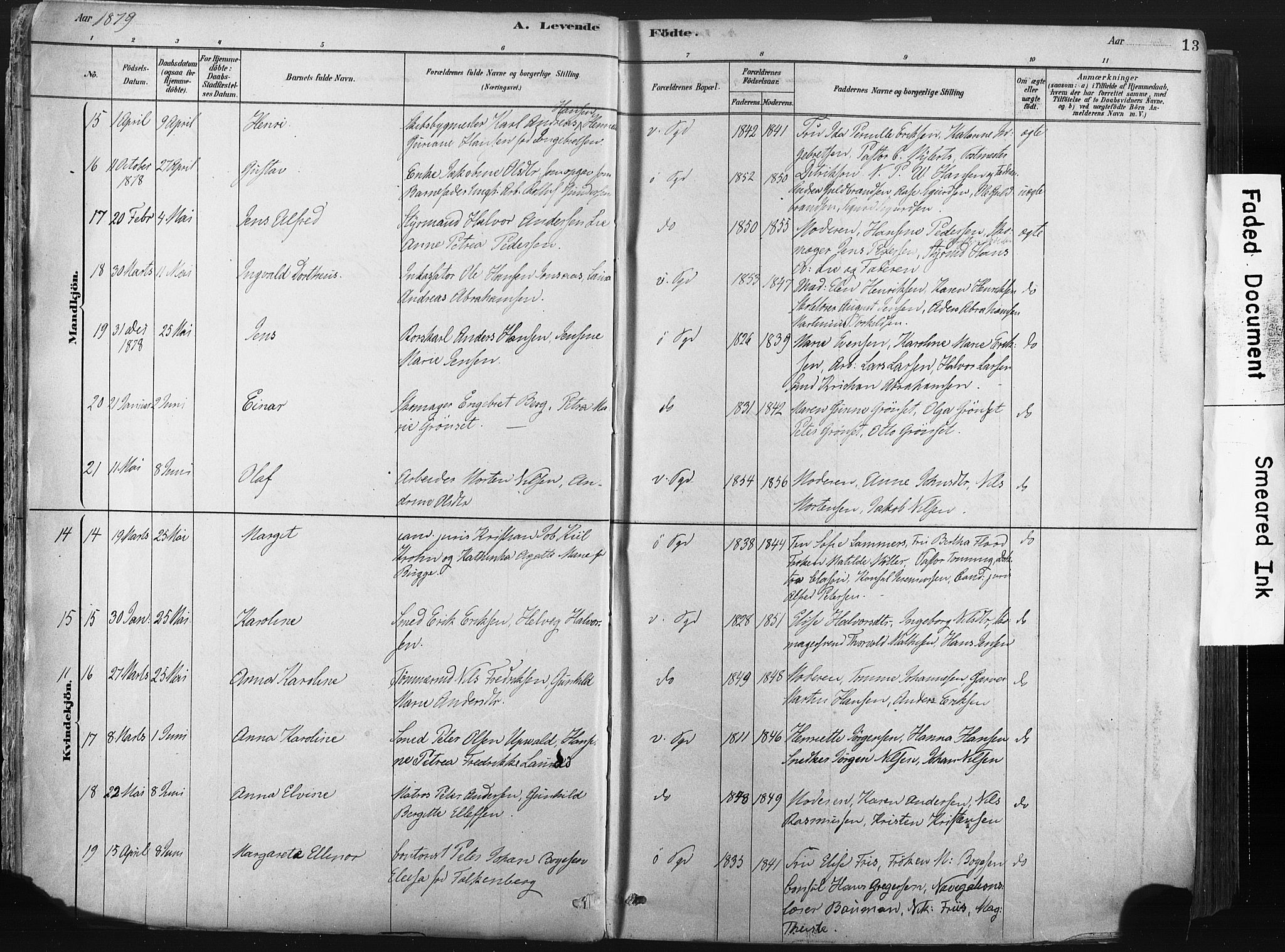 Porsgrunn kirkebøker , SAKO/A-104/F/Fa/L0008: Parish register (official) no. 8, 1878-1895, p. 13