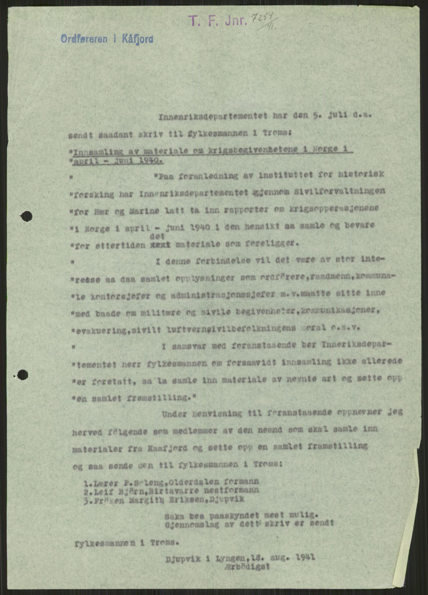 Forsvaret, Forsvarets krigshistoriske avdeling, AV/RA-RAFA-2017/Y/Ya/L0017: II-C-11-31 - Fylkesmenn.  Rapporter om krigsbegivenhetene 1940., 1940, p. 628