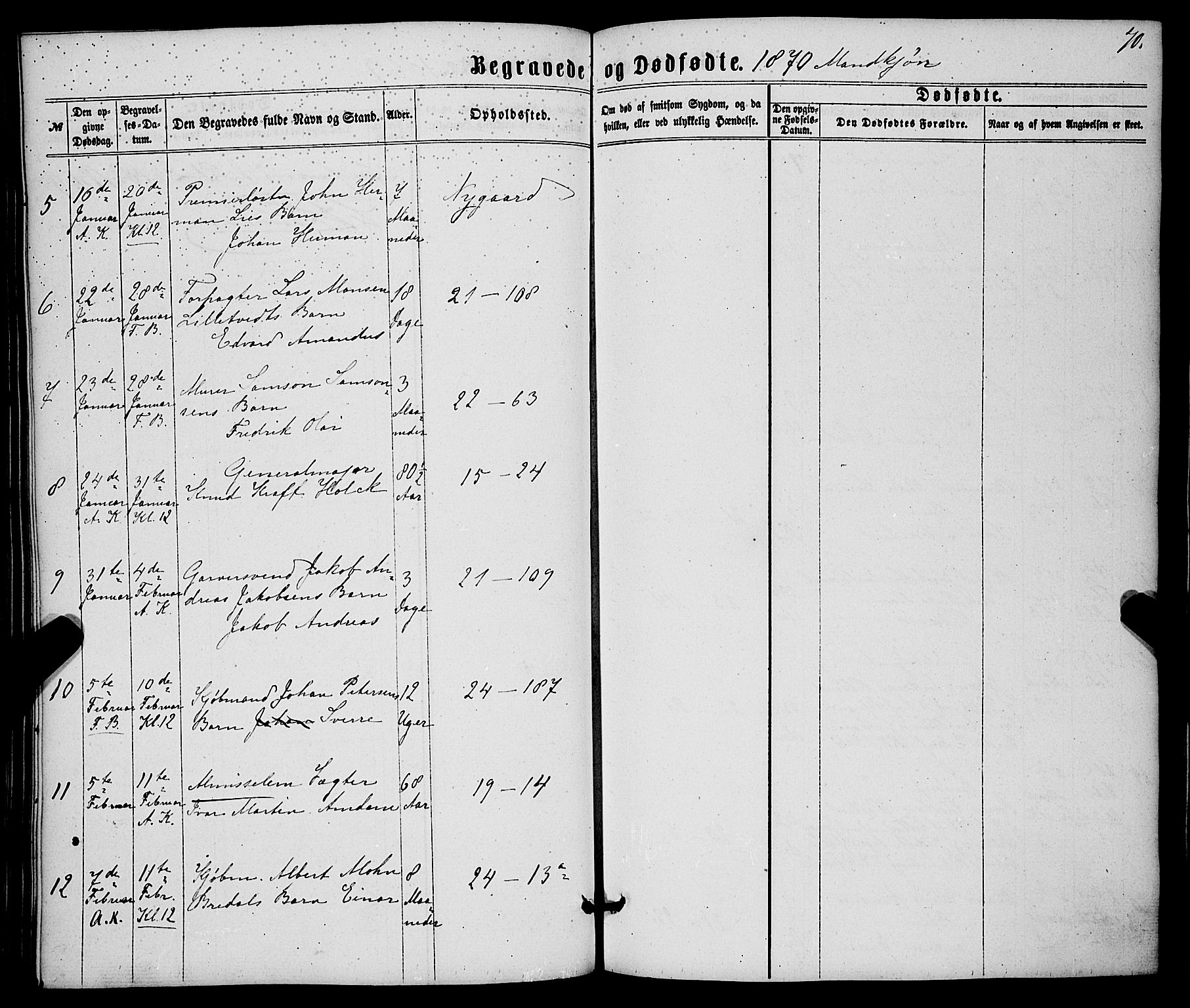 Korskirken sokneprestembete, AV/SAB-A-76101/H/Haa/L0045: Parish register (official) no. E 3, 1863-1875, p. 70