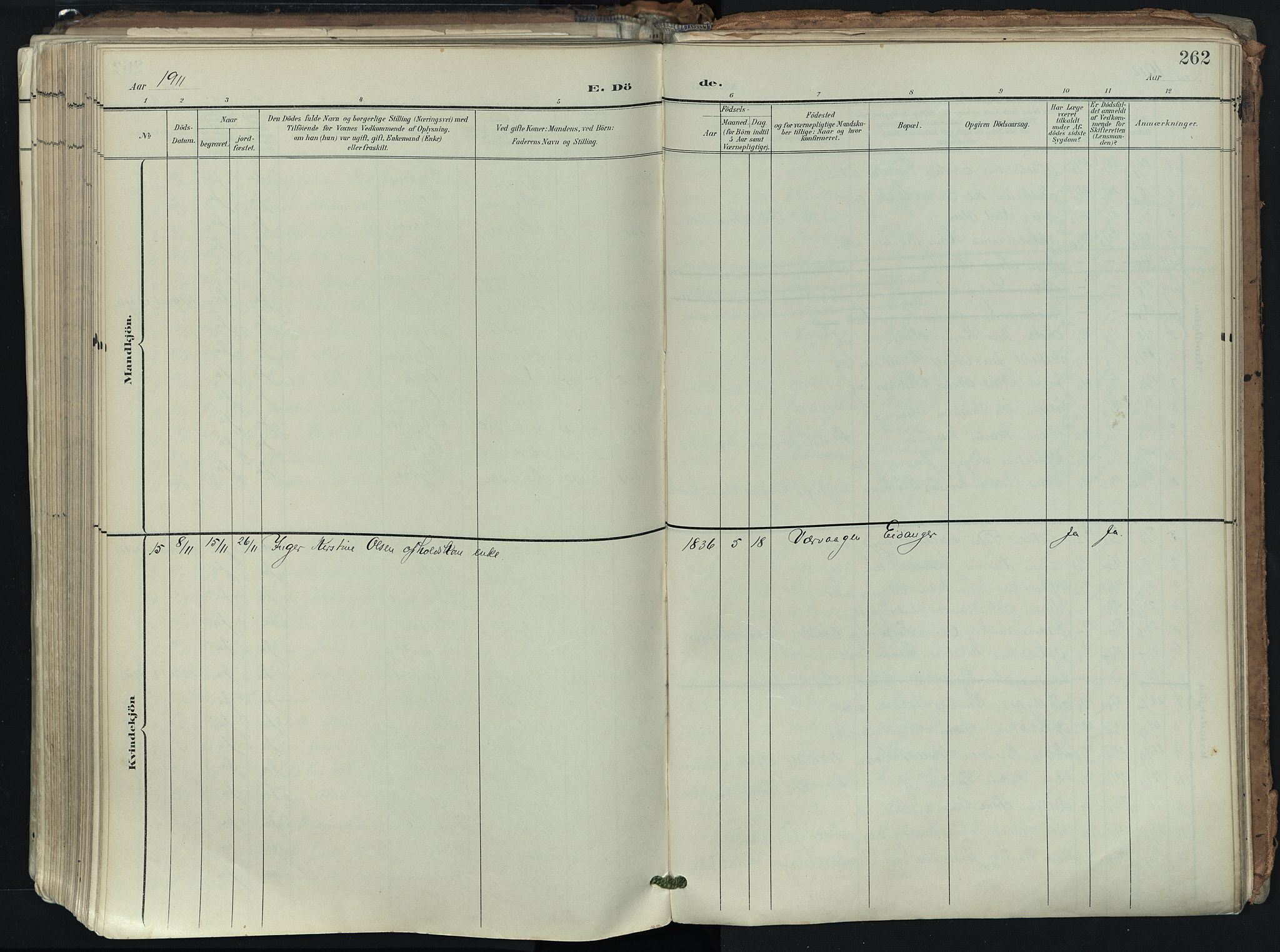 Brunlanes kirkebøker, SAKO/A-342/F/Fb/L0003: Parish register (official) no. II 3, 1900-1922, p. 262