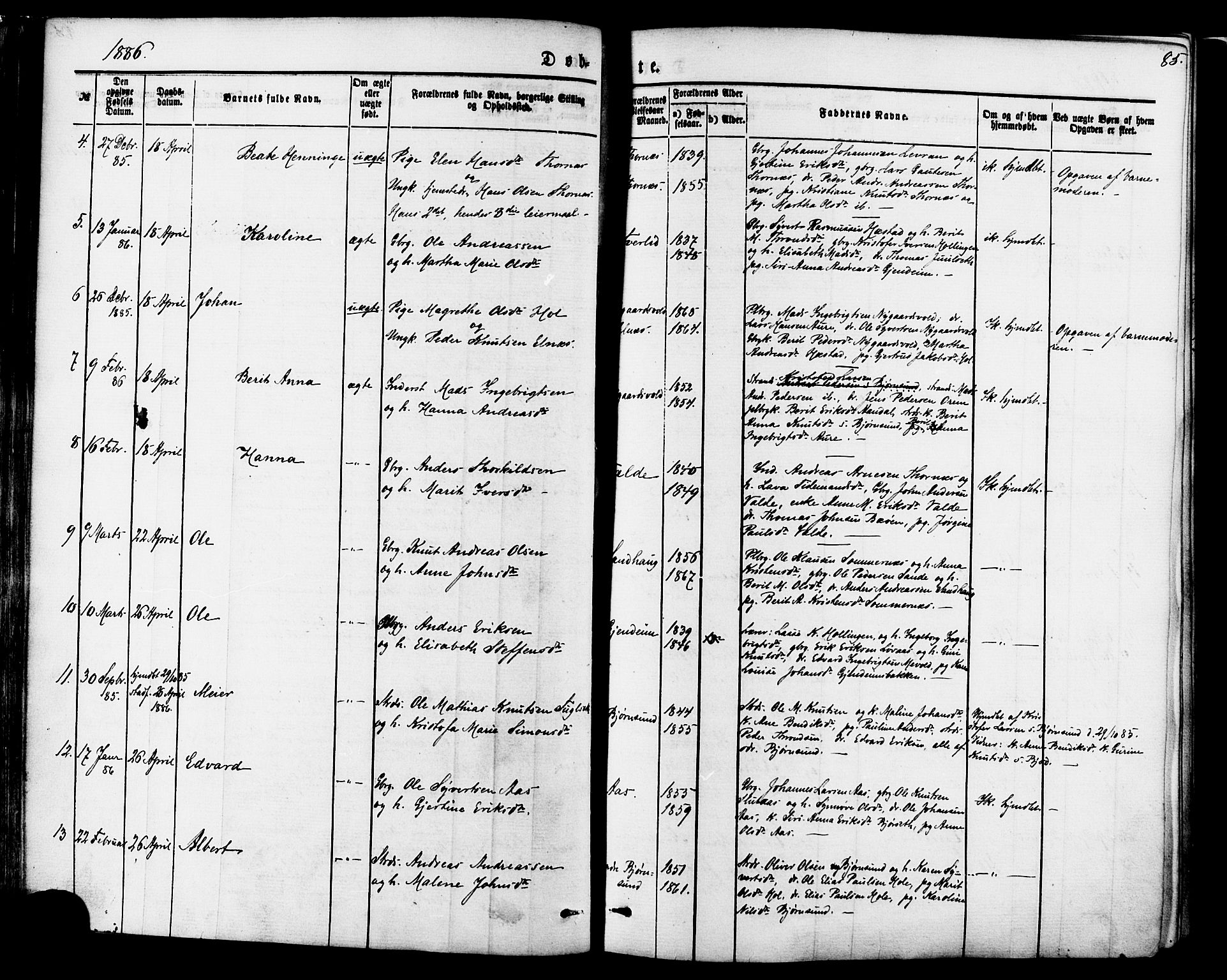 Ministerialprotokoller, klokkerbøker og fødselsregistre - Møre og Romsdal, SAT/A-1454/565/L0749: Parish register (official) no. 565A03, 1871-1886, p. 85