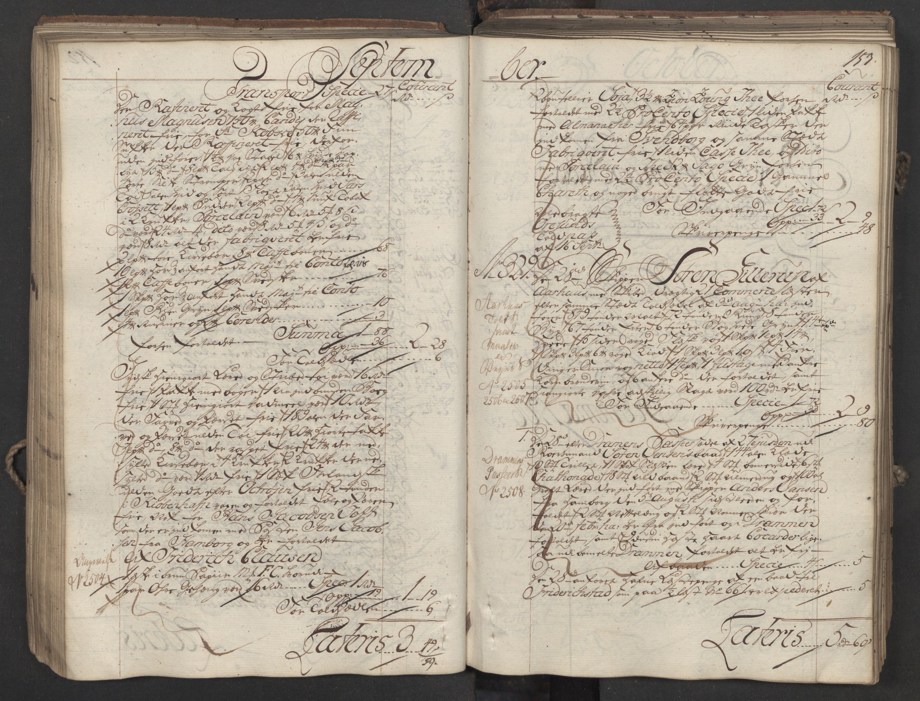 Generaltollkammeret, tollregnskaper, RA/EA-5490/R06/L0037/0001: Tollregnskaper Kristiania / Inngående hovedtollbok, 1756, p. 152b-153a