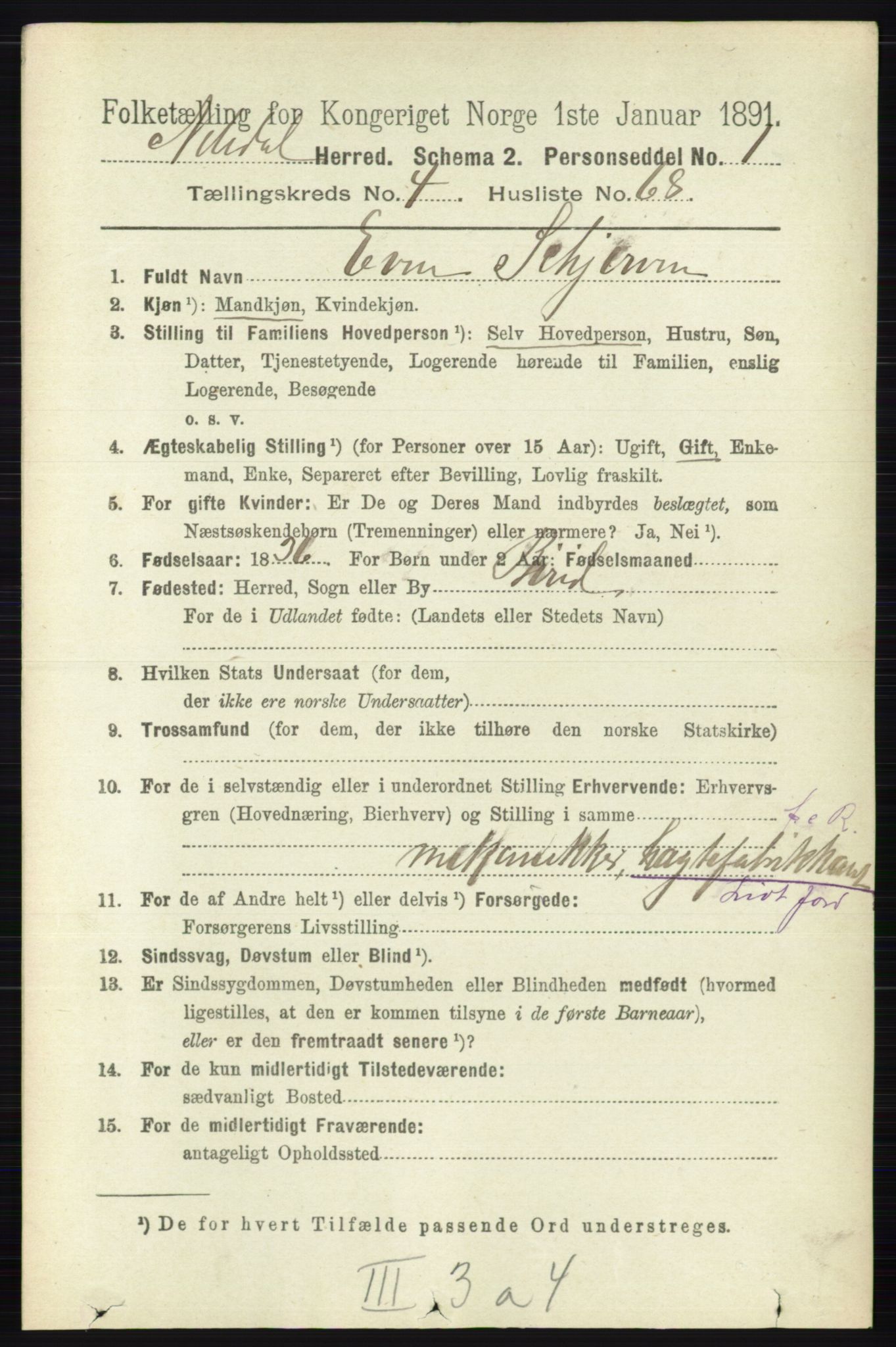RA, 1891 census for 0233 Nittedal, 1891, p. 2063