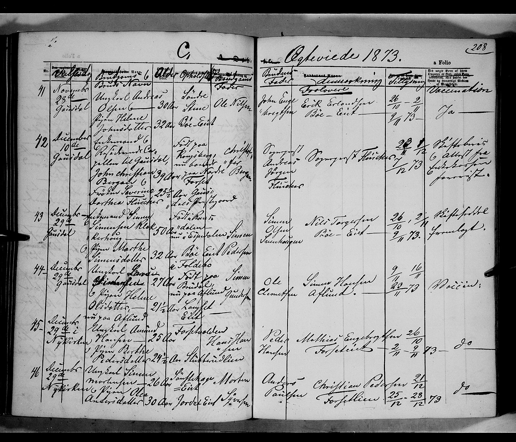 Gausdal prestekontor, SAH/PREST-090/H/Ha/Haa/L0009: Parish register (official) no. 9, 1862-1873, p. 208