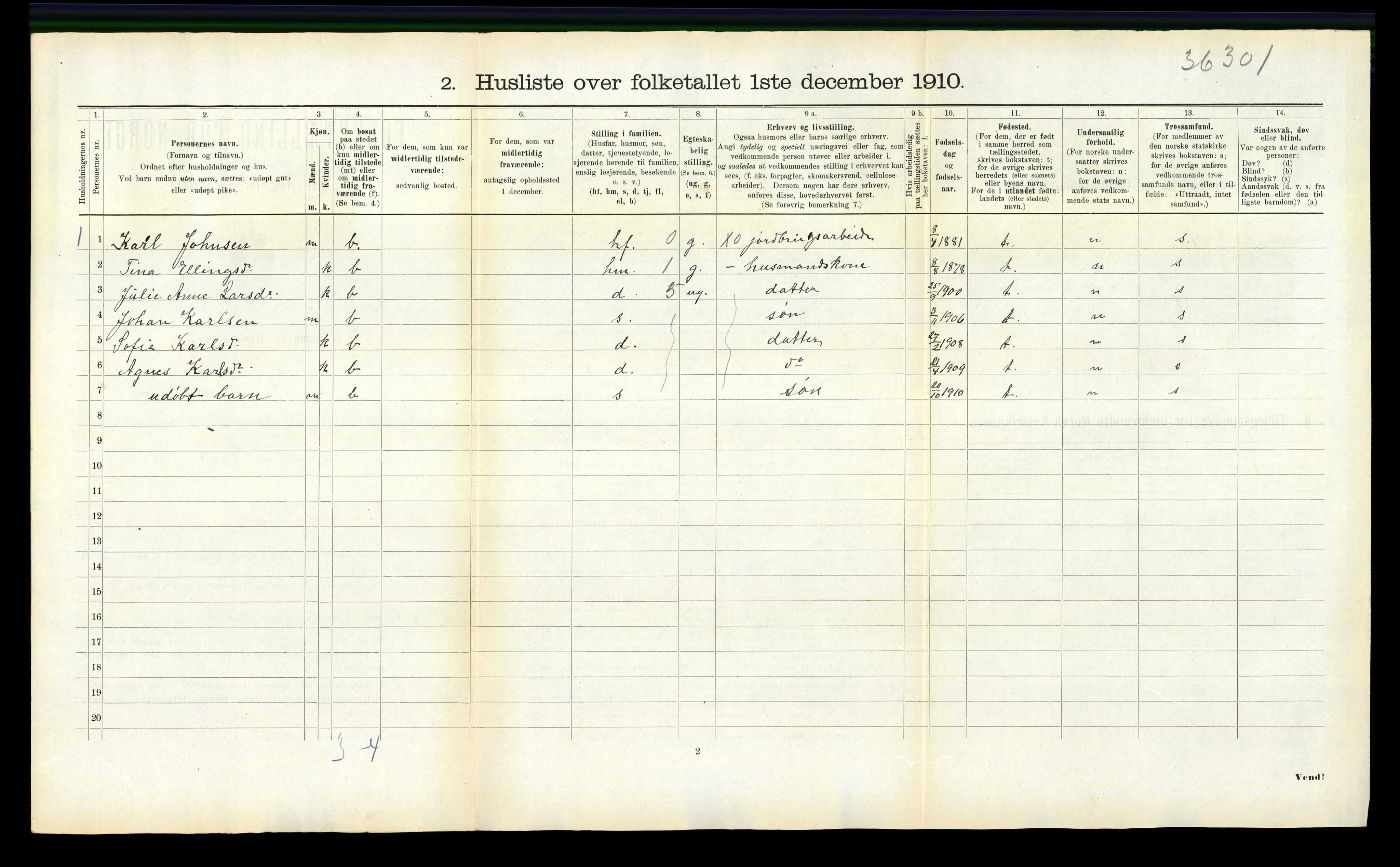 RA, 1910 census for Sparbu, 1910, p. 833