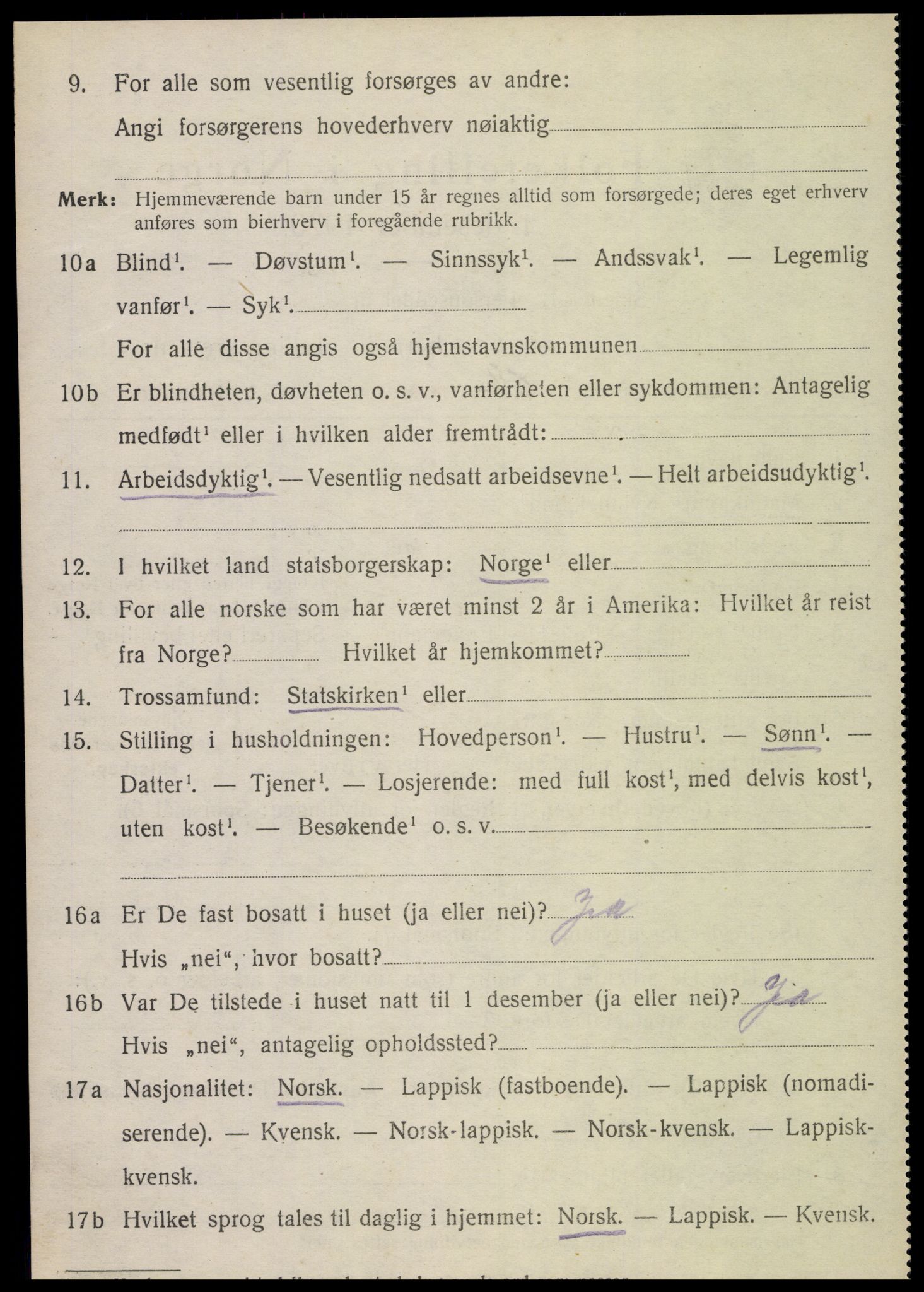 SAT, 1920 census for Sparbu, 1920, p. 3160