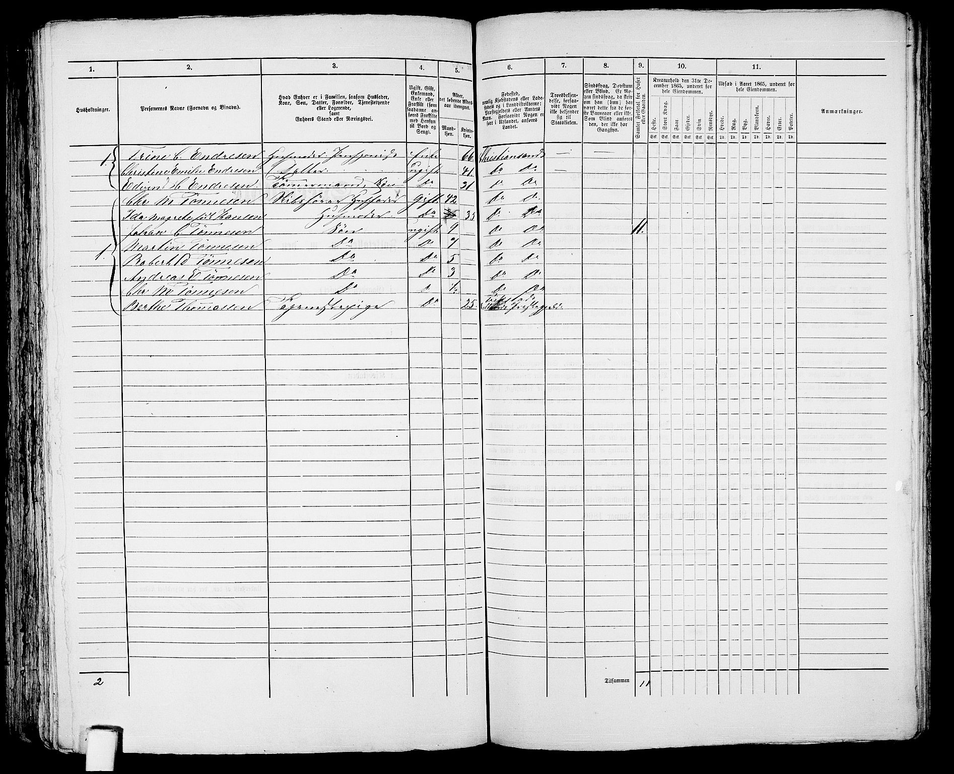 RA, 1865 census for Kristiansand, 1865, p. 1877