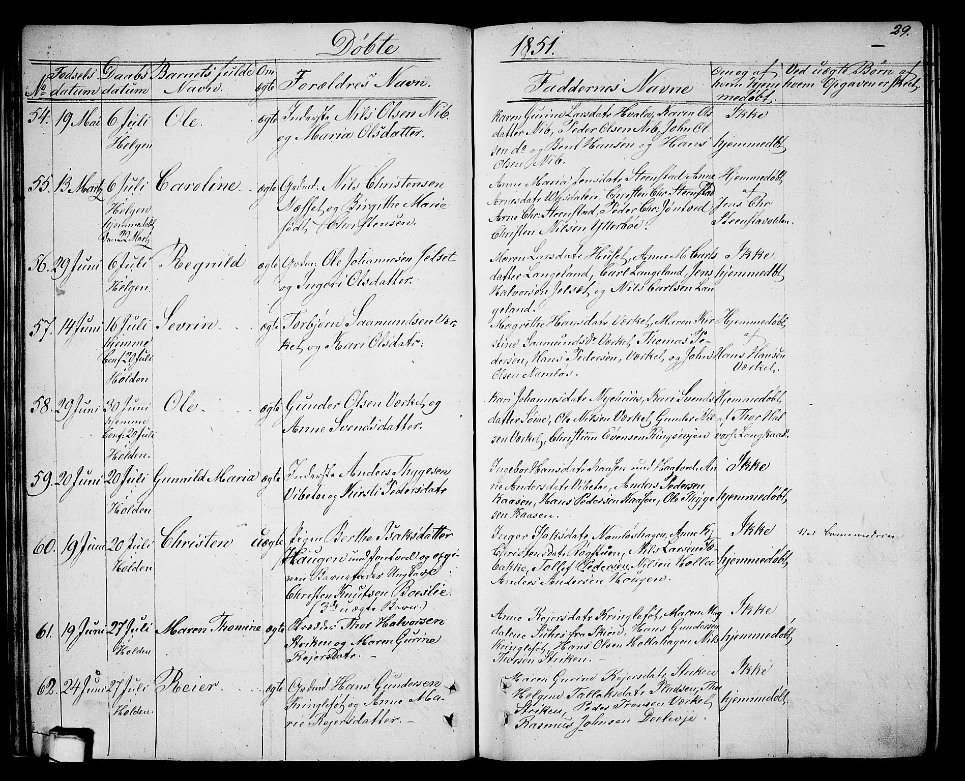 Holla kirkebøker, AV/SAKO-A-272/G/Ga/L0003: Parish register (copy) no. I 3, 1849-1866, p. 29