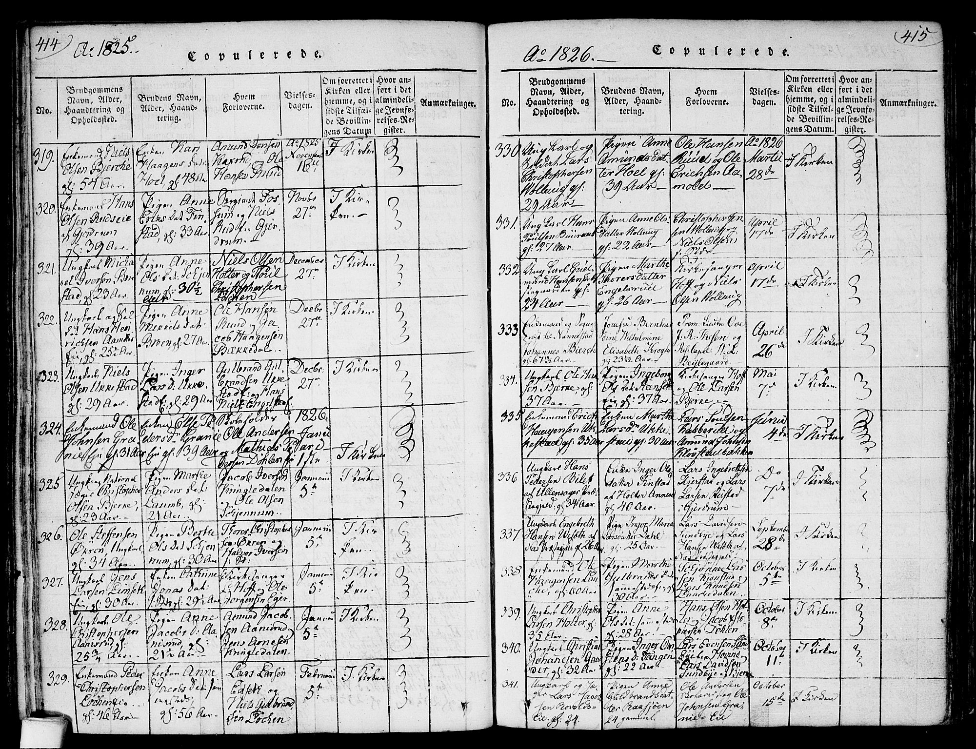 Nannestad prestekontor Kirkebøker, SAO/A-10414a/F/Fa/L0009: Parish register (official) no. I 9, 1815-1840, p. 414-415