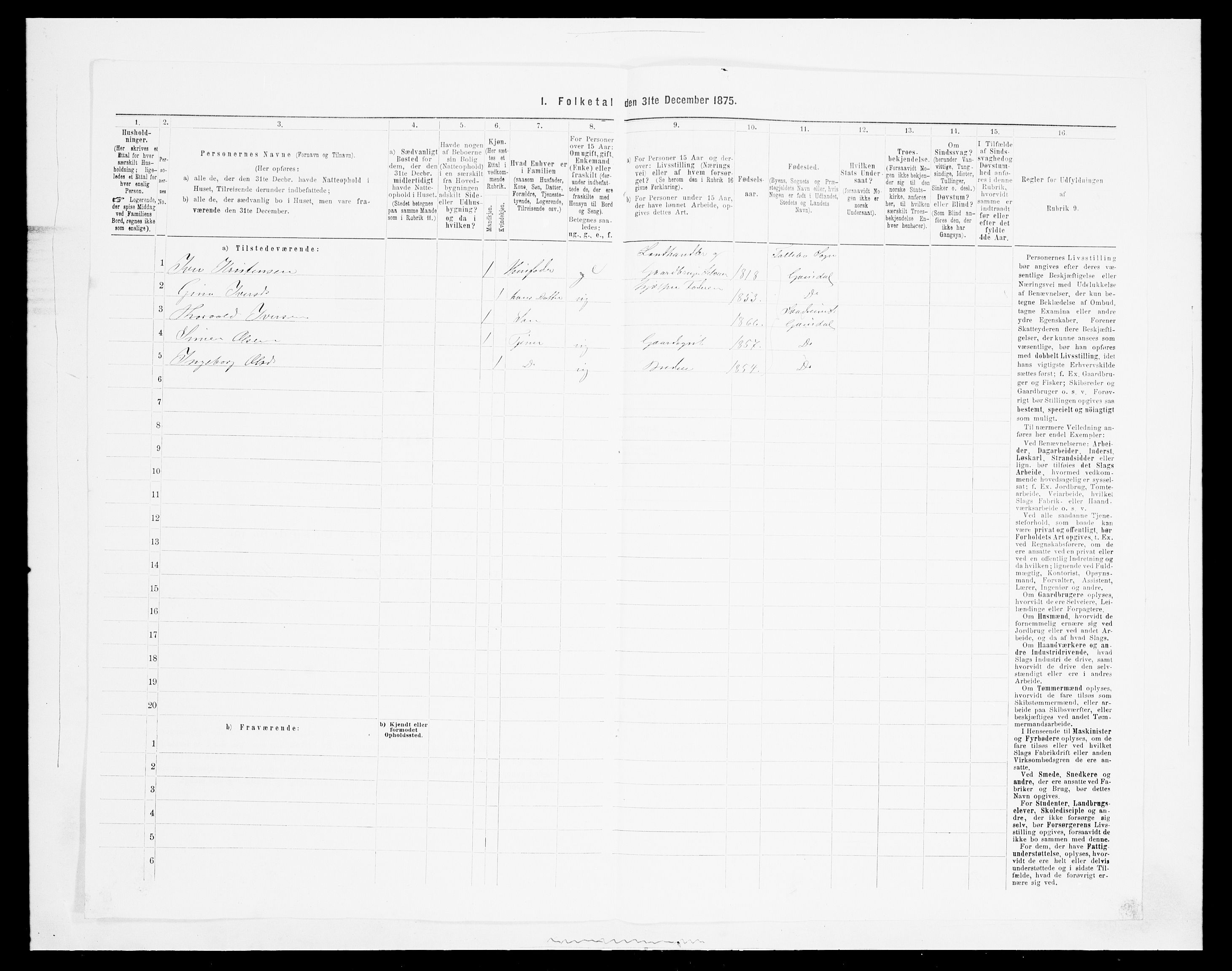 SAH, 1875 census for 0522P Gausdal, 1875, p. 1762