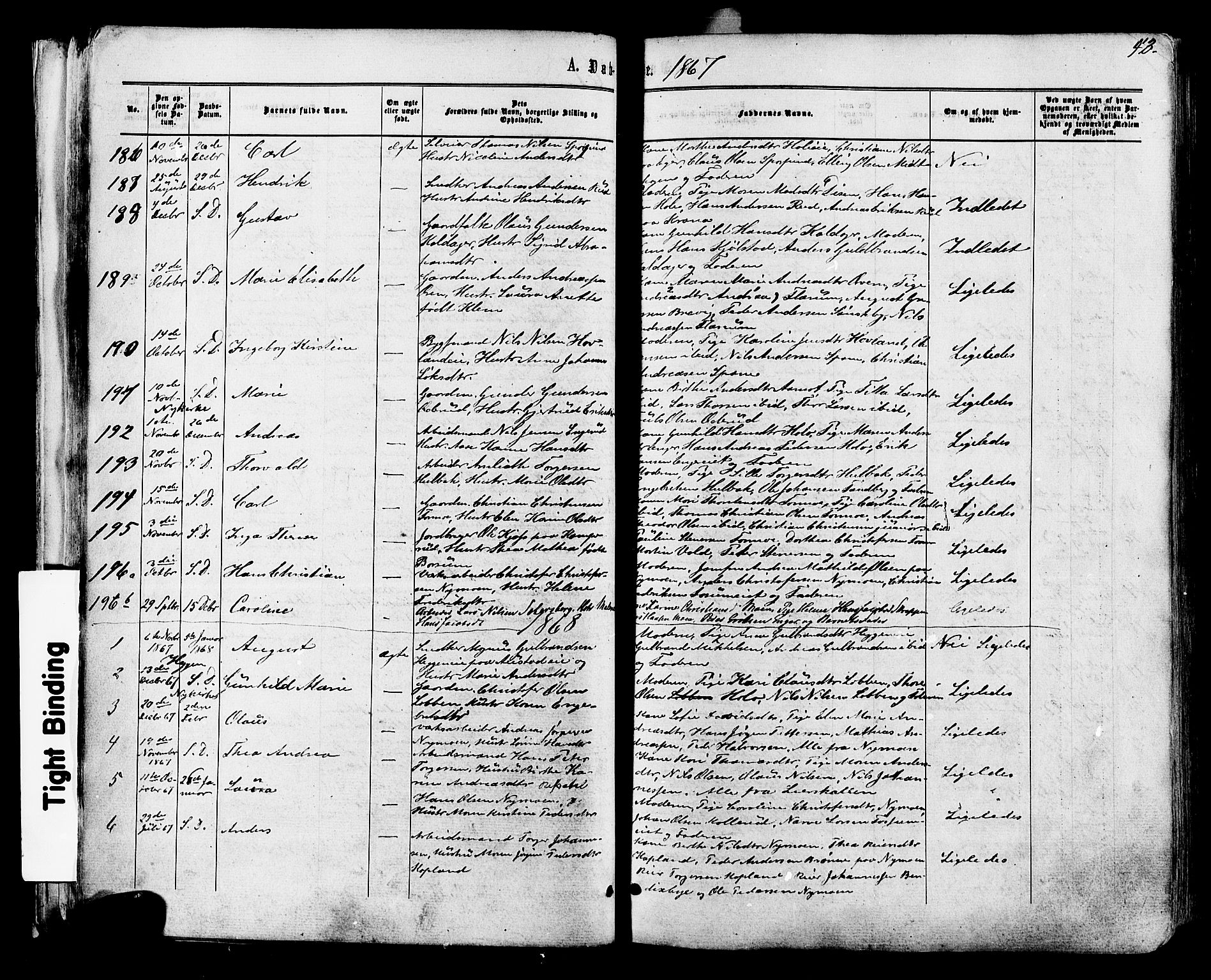Modum kirkebøker, AV/SAKO-A-234/F/Fa/L0010: Parish register (official) no. 10, 1865-1876, p. 42