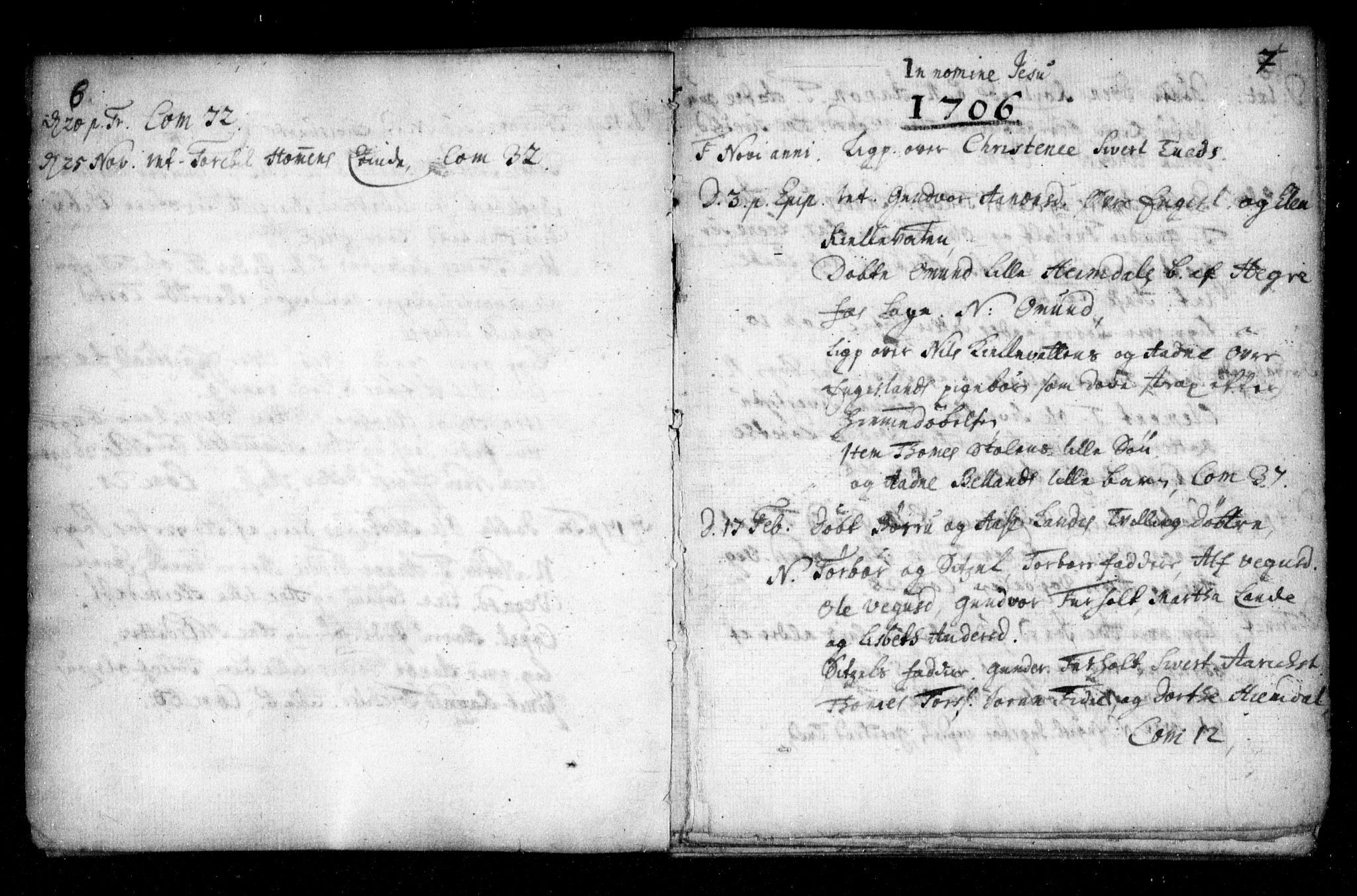 Herefoss sokneprestkontor, AV/SAK-1111-0019/F/Fa/Fab/L0001: Parish register (official) no. A 1, 1704-1779, p. 6-7