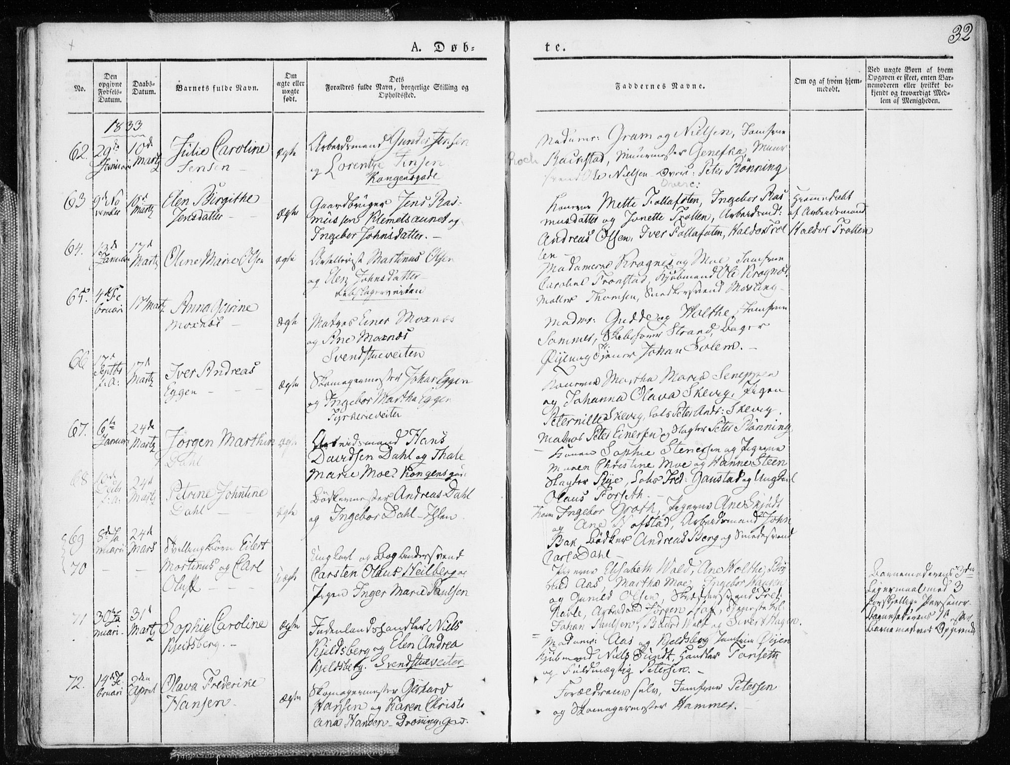 Ministerialprotokoller, klokkerbøker og fødselsregistre - Sør-Trøndelag, SAT/A-1456/601/L0047: Parish register (official) no. 601A15, 1831-1839, p. 32