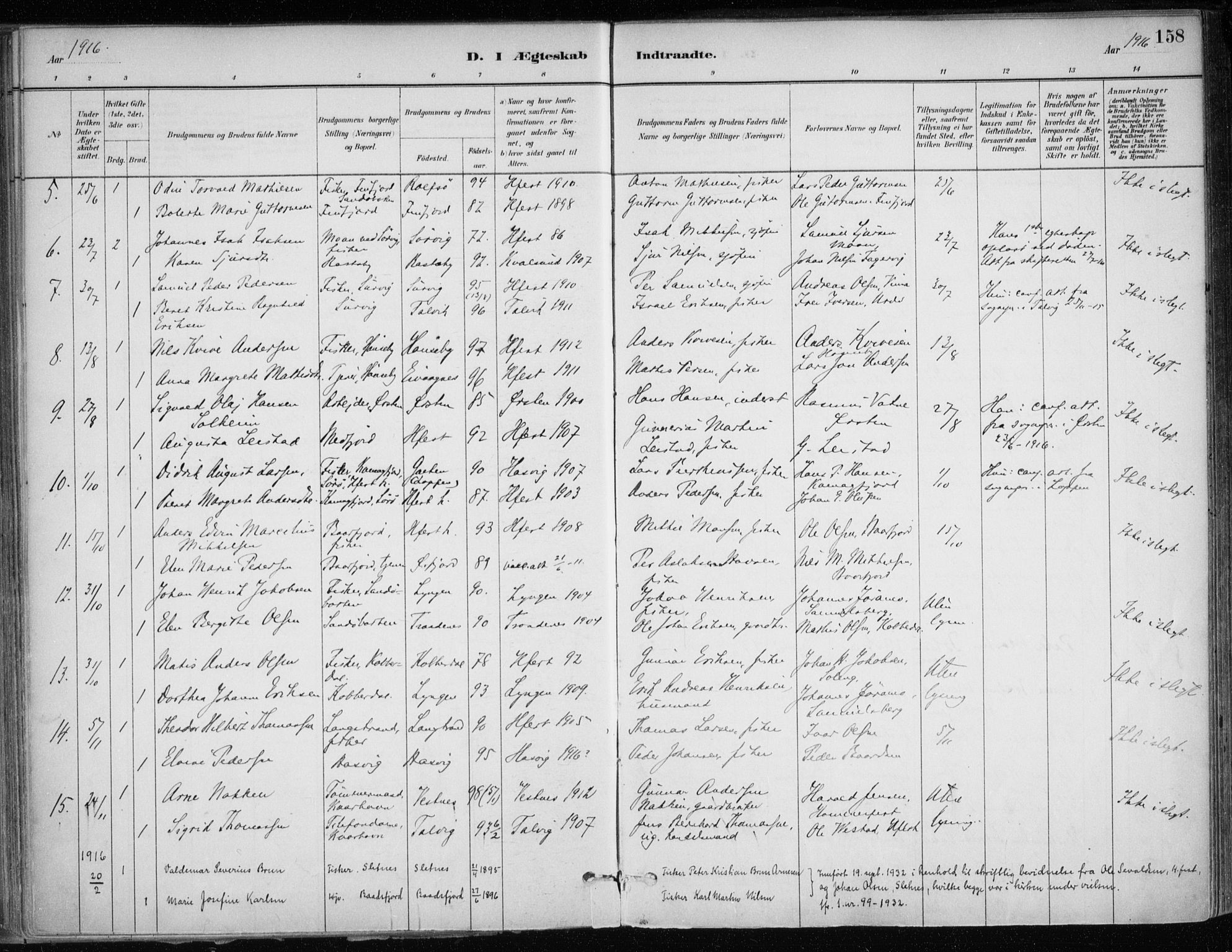 Hammerfest sokneprestkontor, SATØ/S-1347/H/Ha/L0013.kirke: Parish register (official) no. 13, 1898-1917, p. 158