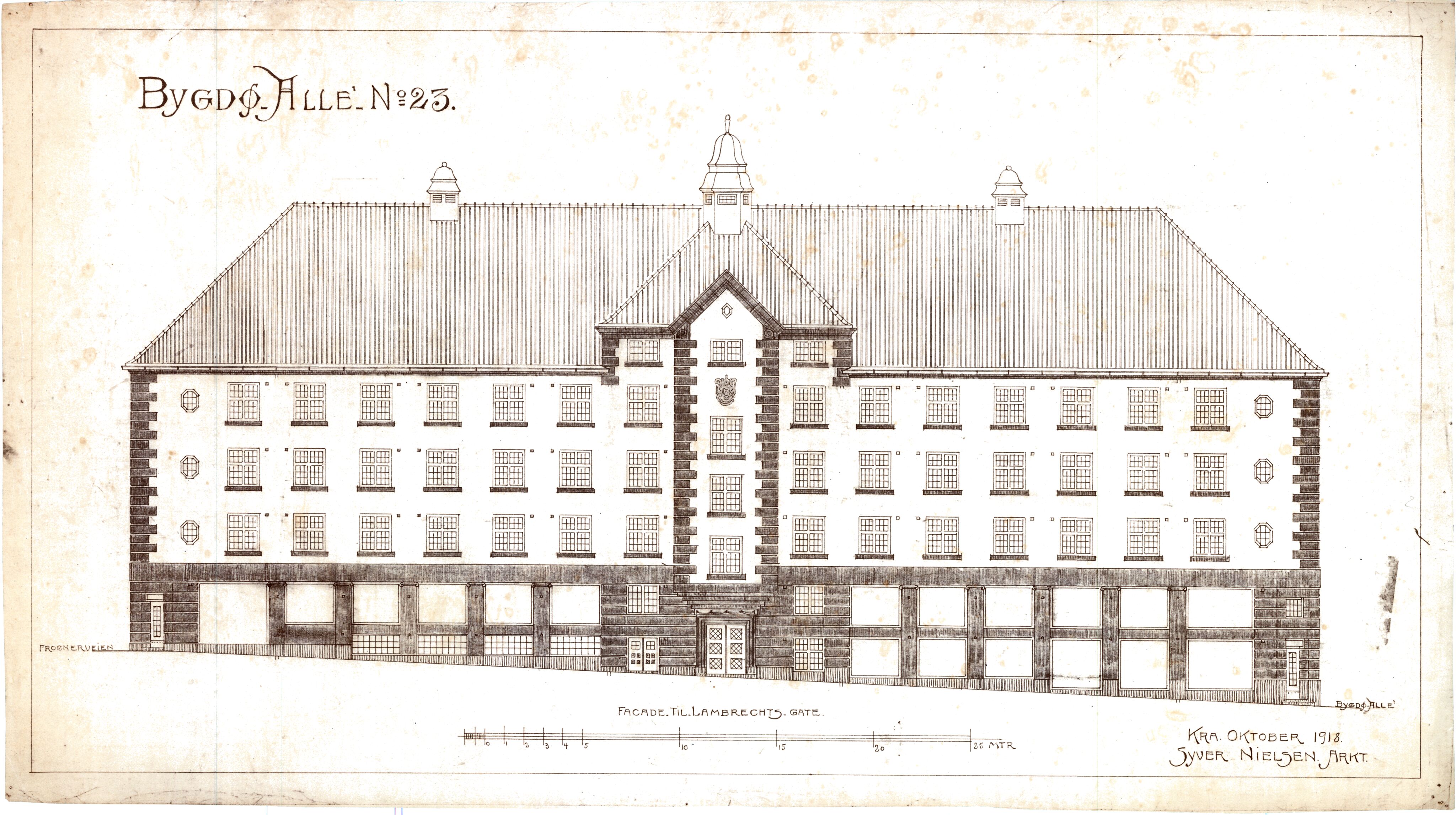 Syver Nielsen Arkitekt, OBA/A-70230/T/L0001: Bygdøy allé 23, ikke gjennomført prosjekt for automobilhotell, 1918-1920, p. 11