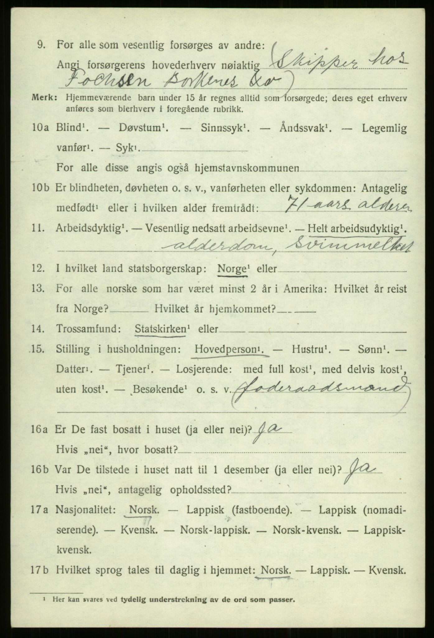 SATØ, 1920 census for Kvæfjord, 1920, p. 3144