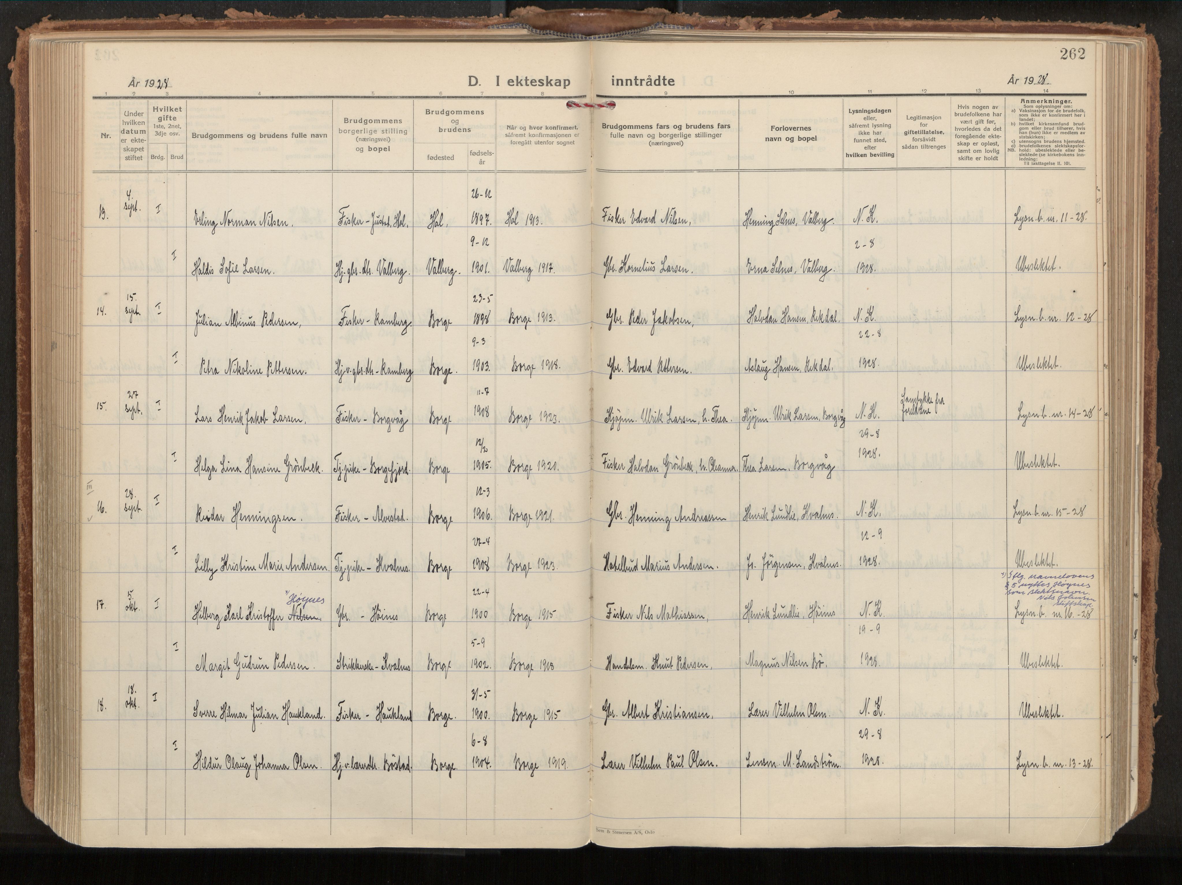 Ministerialprotokoller, klokkerbøker og fødselsregistre - Nordland, AV/SAT-A-1459/880/L1137: Parish register (official) no. 880A11, 1927-1944, p. 262