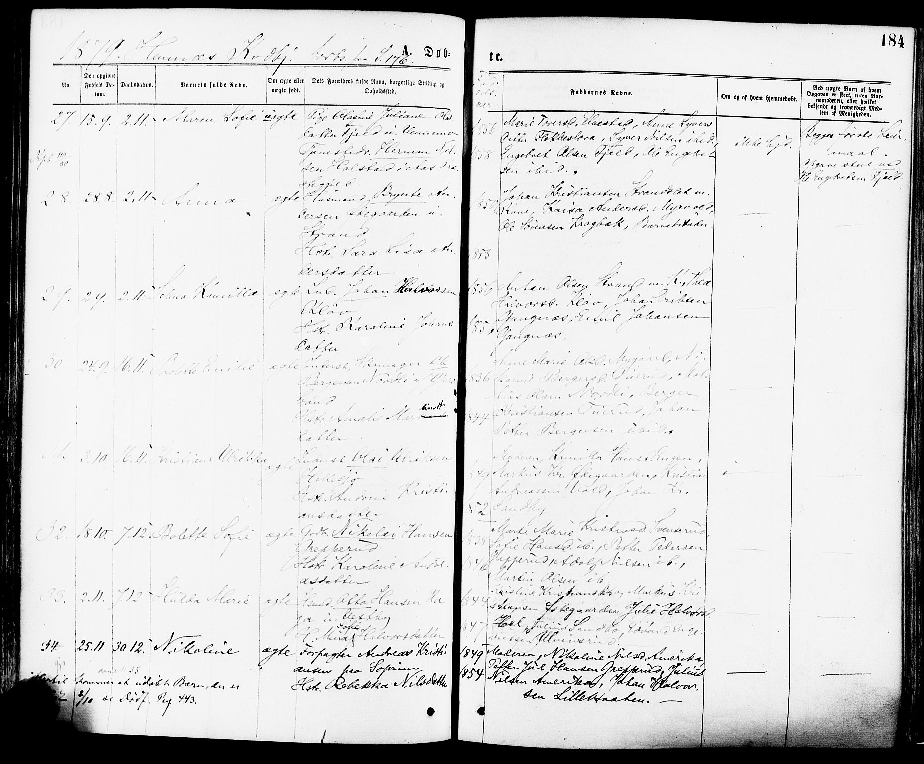 Høland prestekontor Kirkebøker, AV/SAO-A-10346a/F/Fa/L0012.a: Parish register (official) no. I 12A, 1869-1879, p. 184