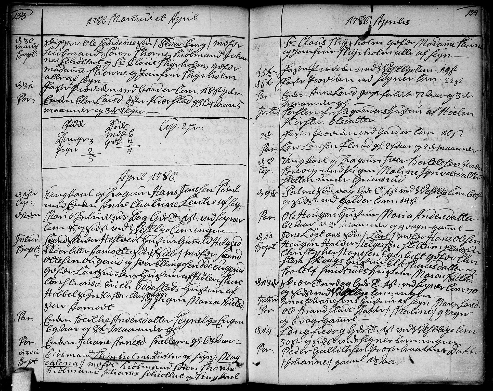 Vestby prestekontor Kirkebøker, AV/SAO-A-10893/F/Fa/L0003: Parish register (official) no. I 3, 1779-1796, p. 133-134