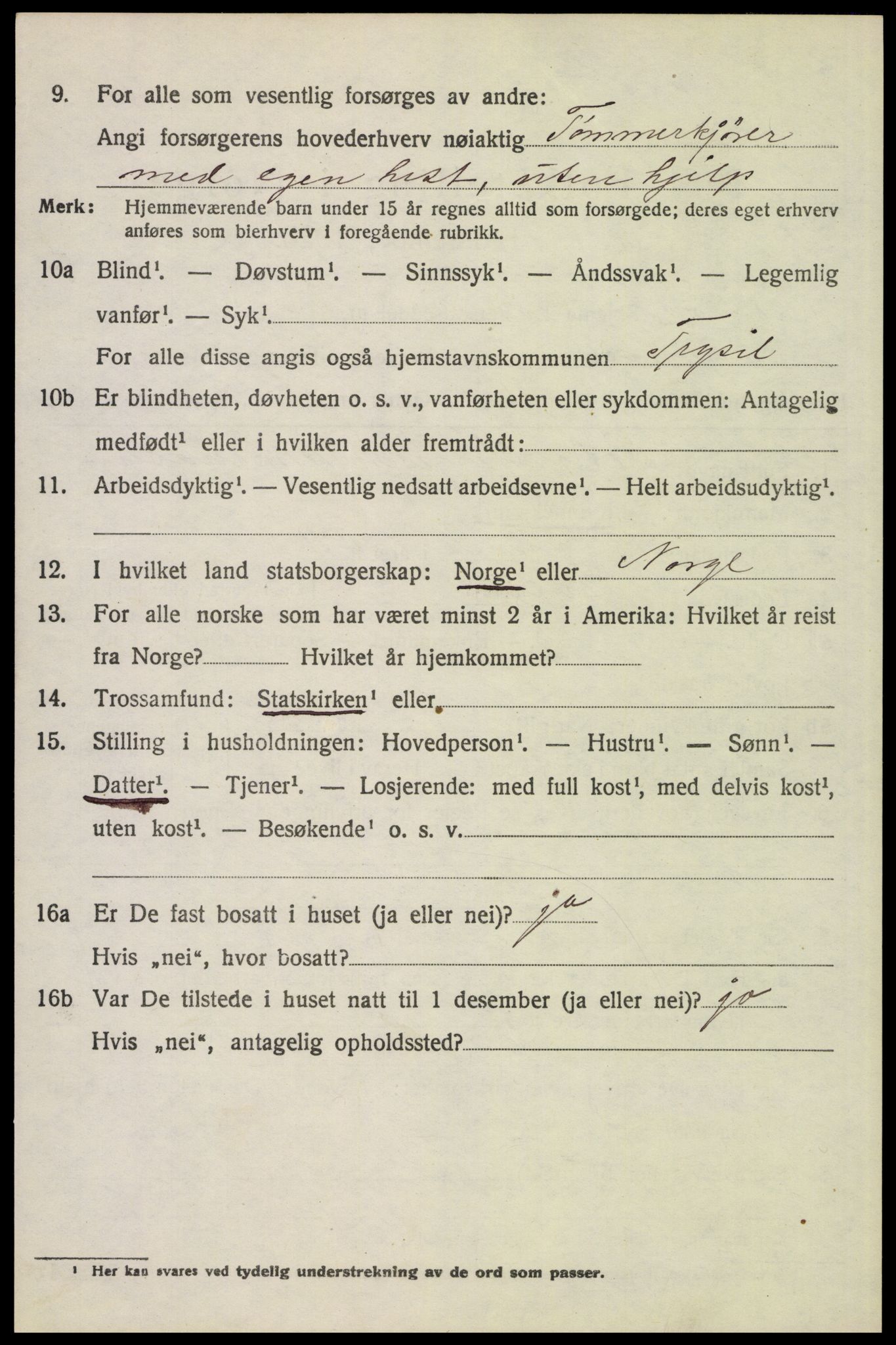 SAH, 1920 census for Trysil, 1920, p. 8790