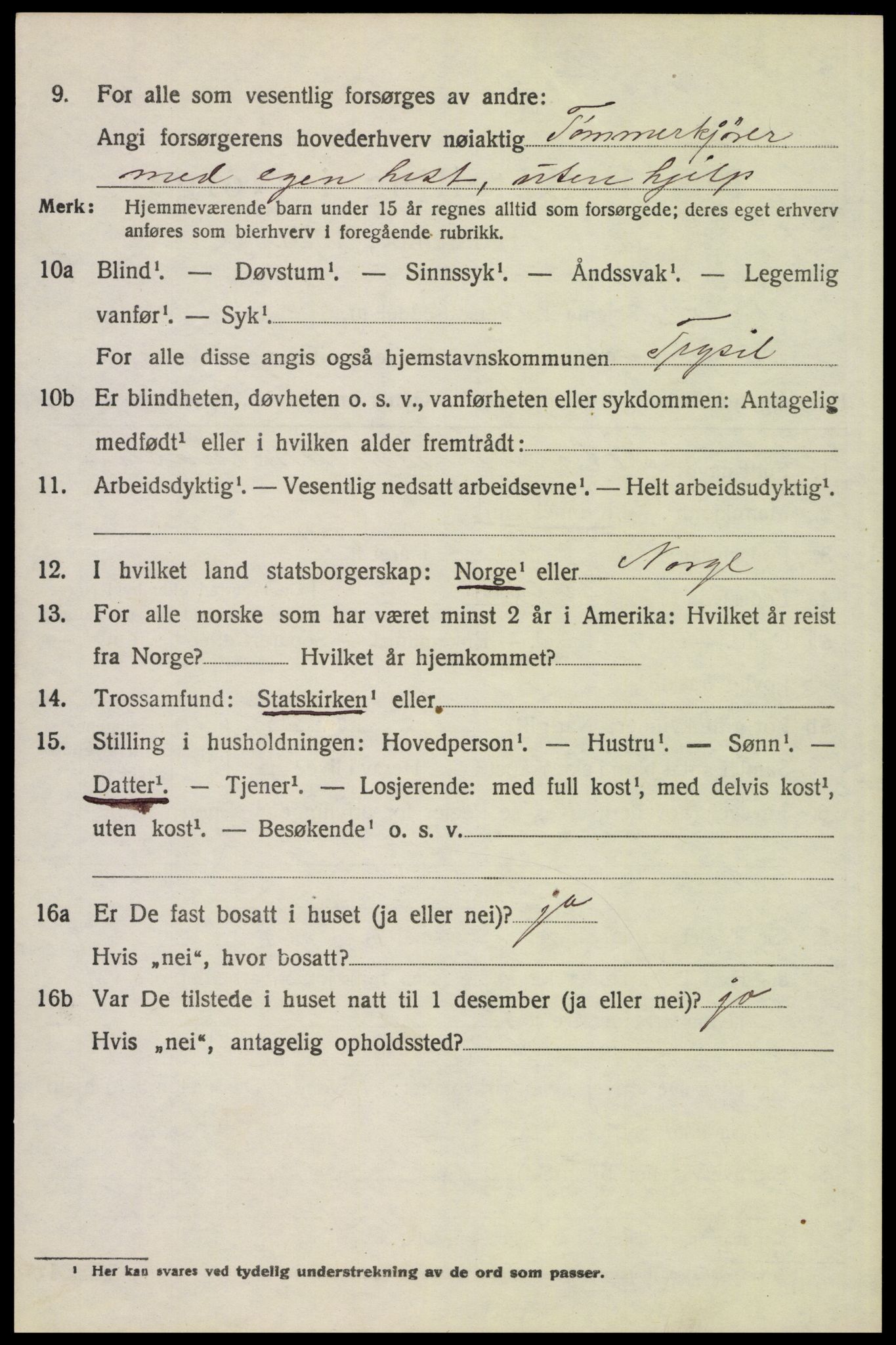 SAH, 1920 census for Trysil, 1920, p. 8790