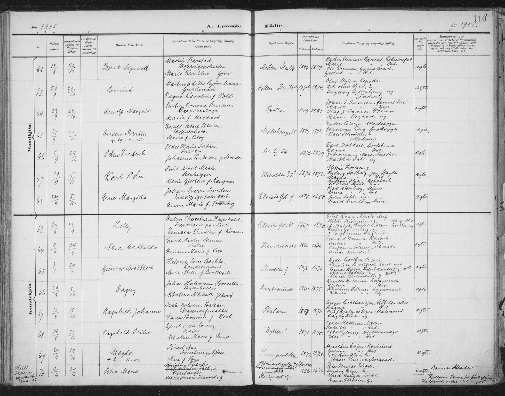 Ministerialprotokoller, klokkerbøker og fødselsregistre - Sør-Trøndelag, AV/SAT-A-1456/603/L0167: Parish register (official) no. 603A06, 1896-1932, p. 110