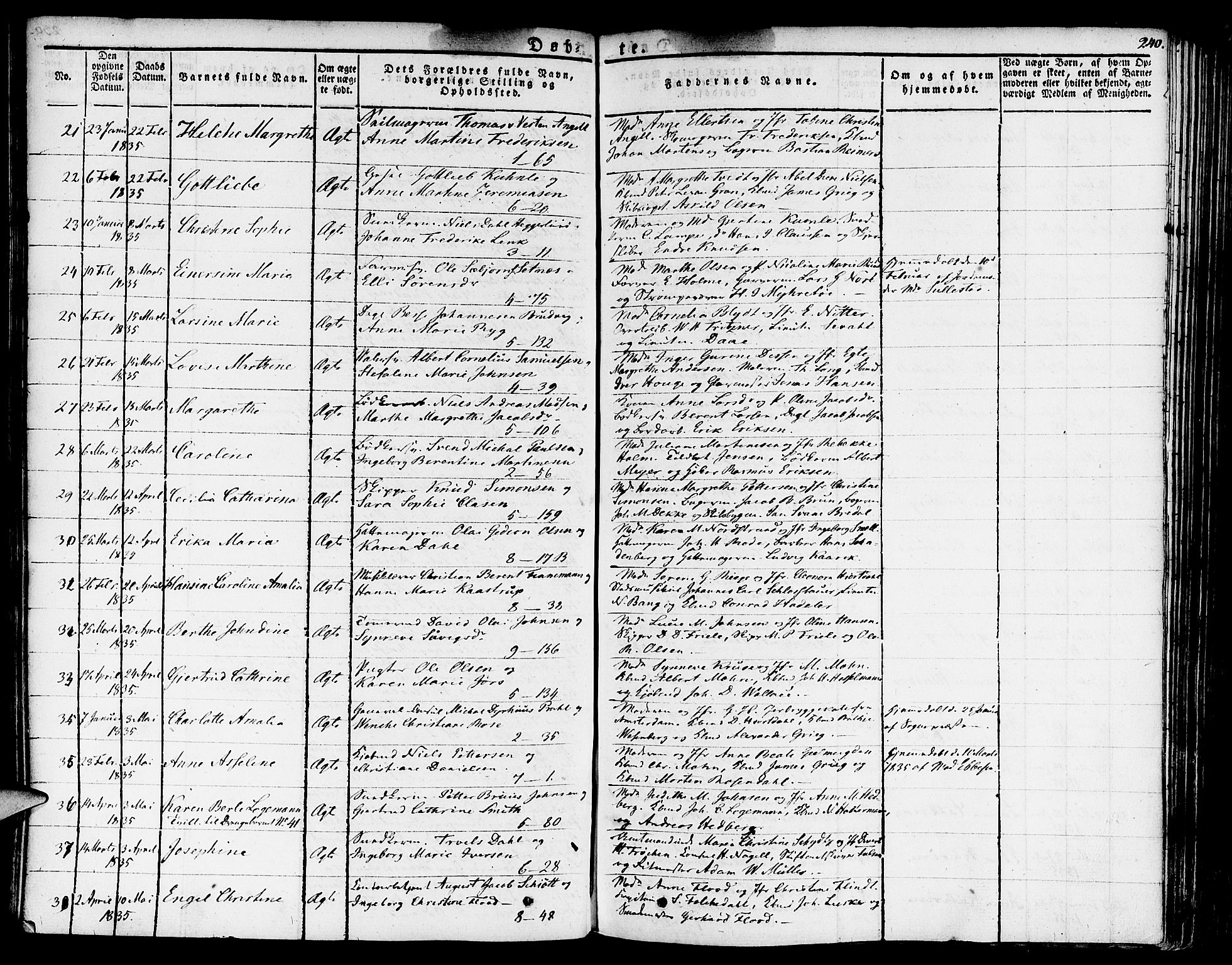 Nykirken Sokneprestembete, SAB/A-77101/H/Haa/L0012: Parish register (official) no. A 12, 1821-1844, p. 240