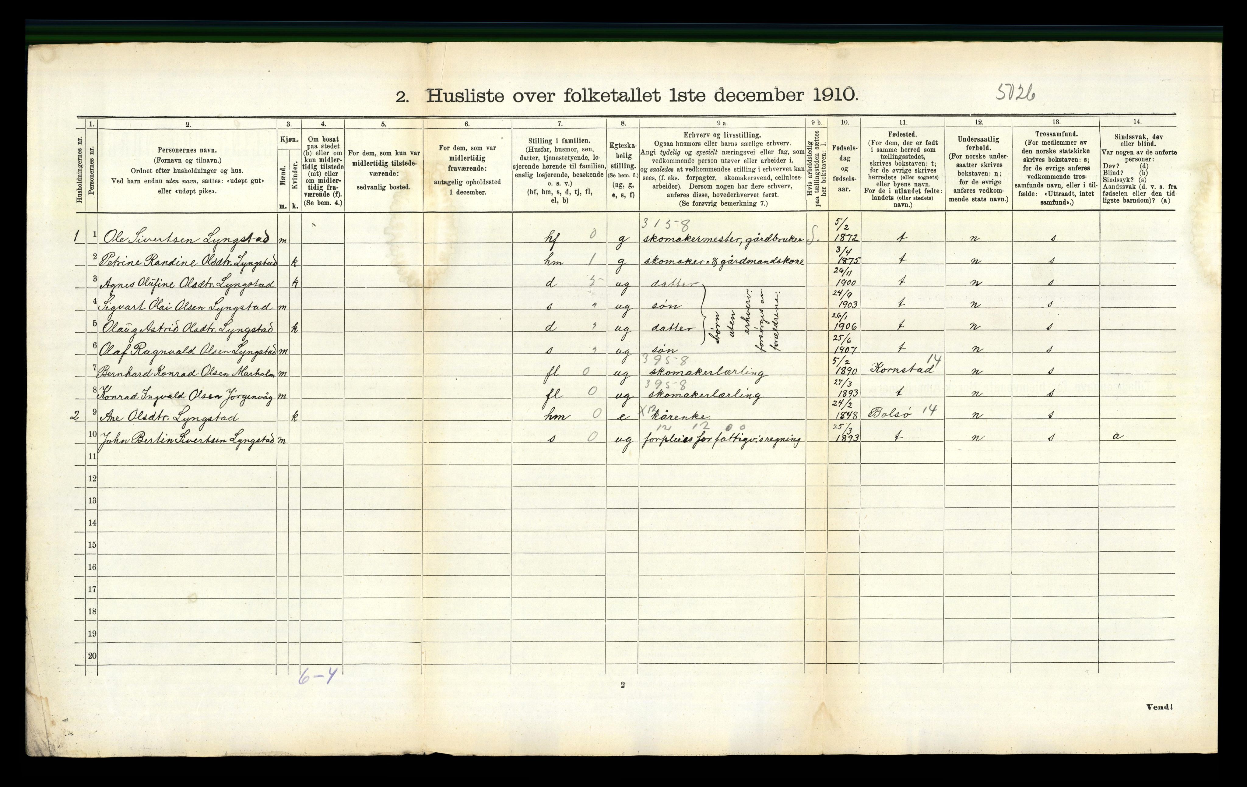 RA, 1910 census for Eide, 1910, p. 458