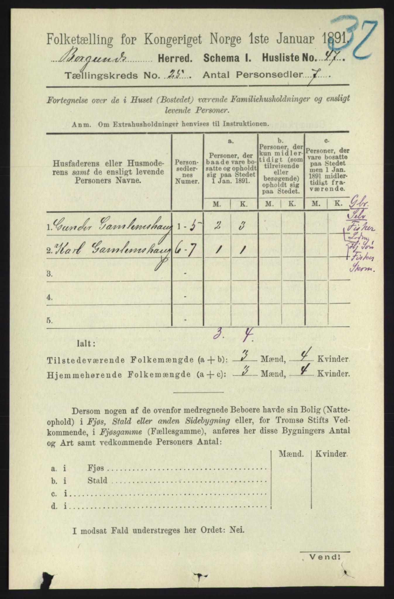 RA, 1891 census for 1531 Borgund, 1891, p. 7253