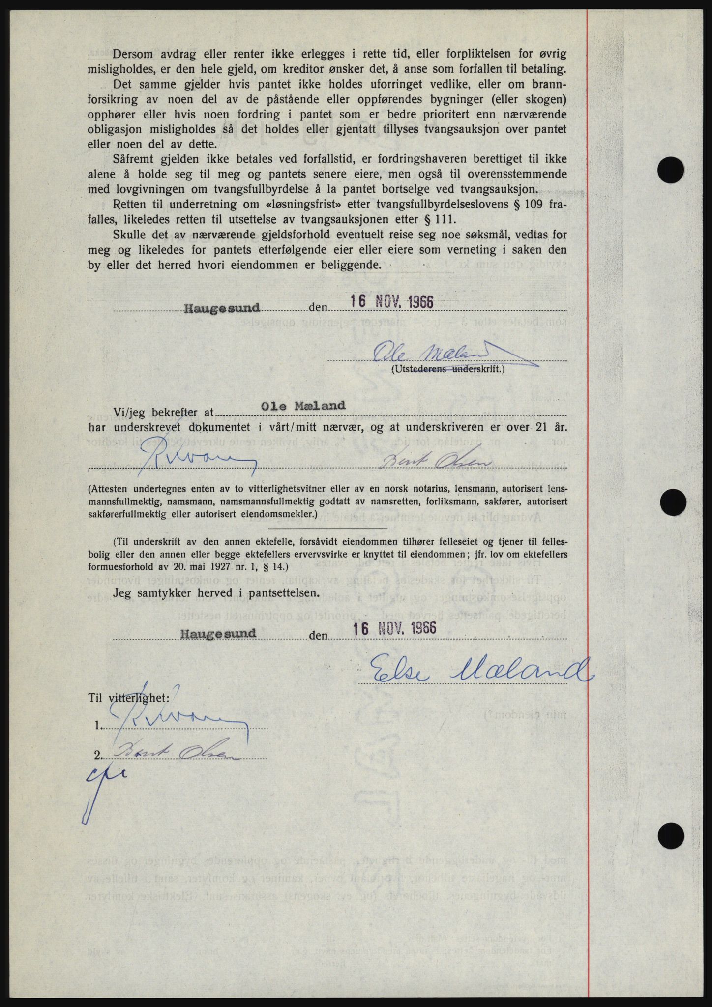 Haugesund tingrett, SAST/A-101415/01/II/IIC/L0056: Mortgage book no. B 56, 1966-1967, Diary no: : 2813/1966