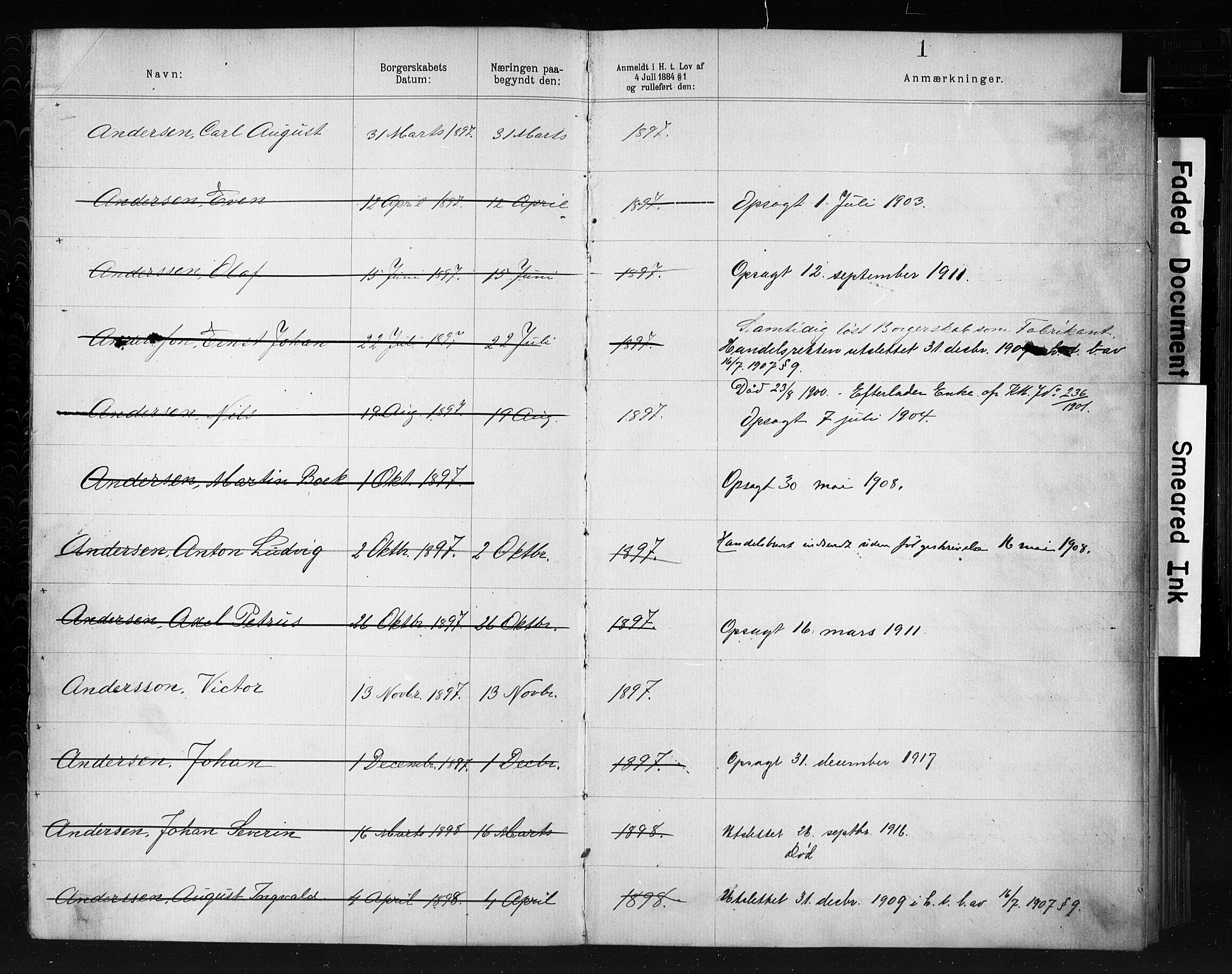 Kristiania magistrat, AV/SAO-A-10711/F/Fb/L0007: Borgerrulle, 1879-1909, p. 3