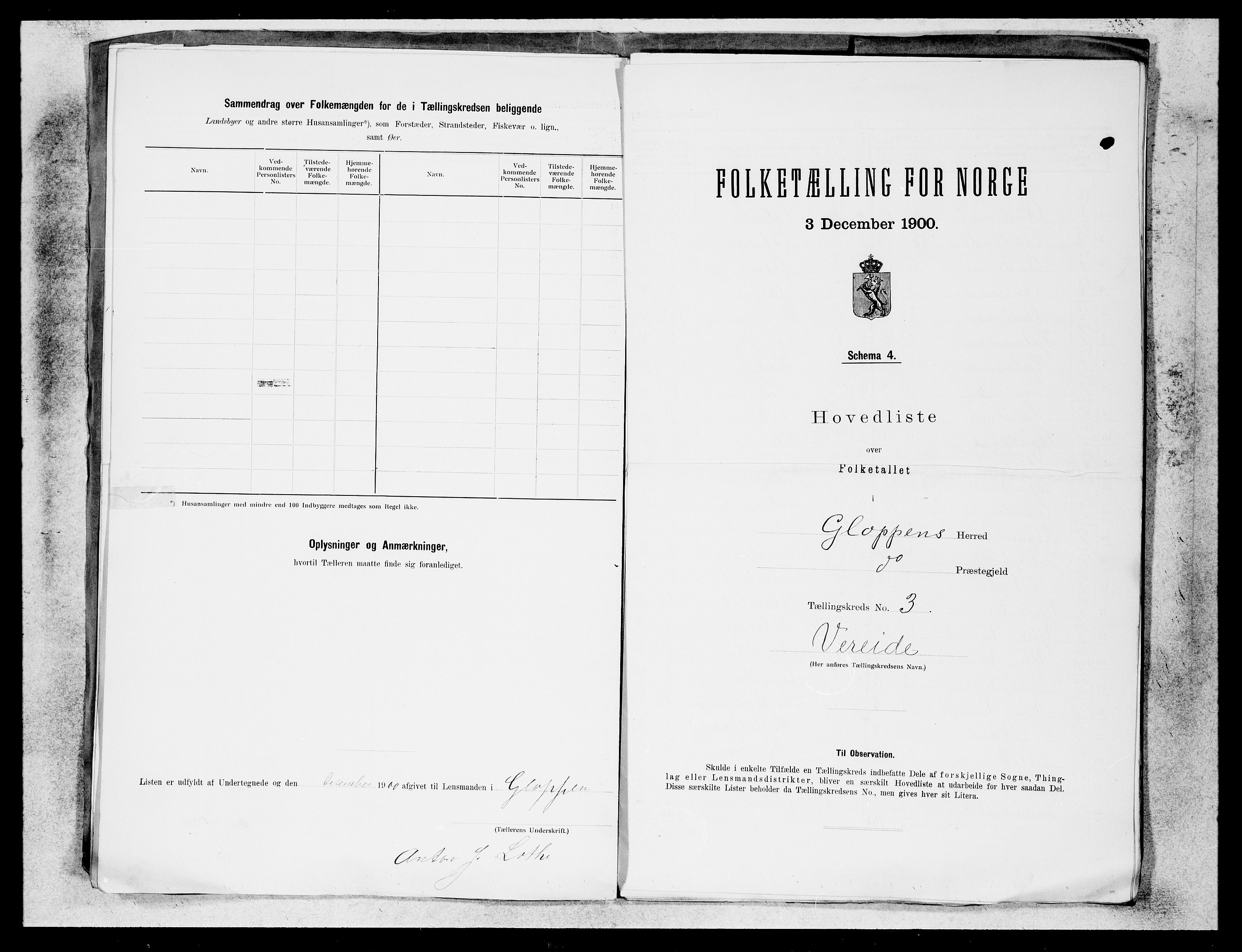 SAB, 1900 census for Gloppen, 1900, p. 5