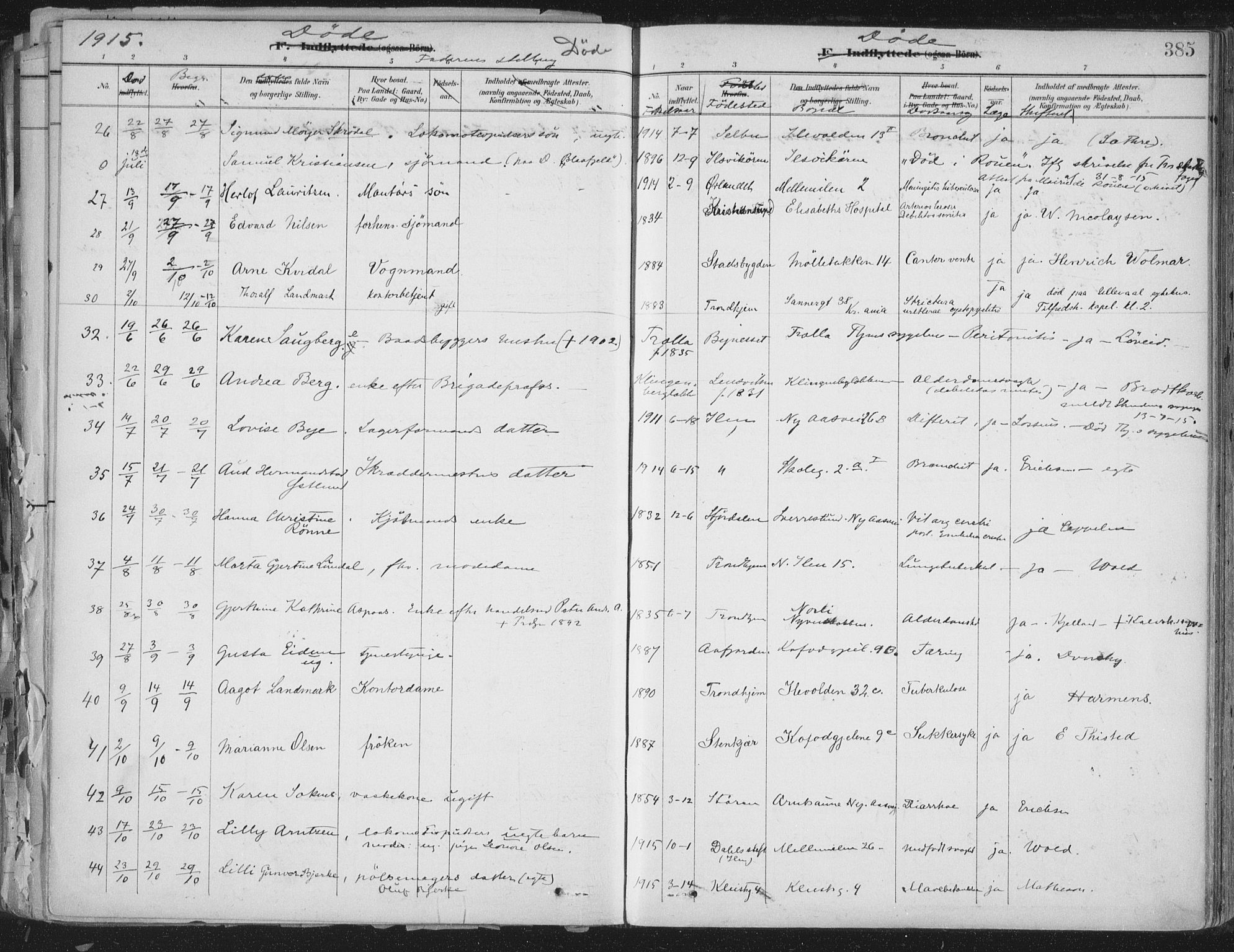 Ministerialprotokoller, klokkerbøker og fødselsregistre - Sør-Trøndelag, SAT/A-1456/603/L0167: Parish register (official) no. 603A06, 1896-1932, p. 385