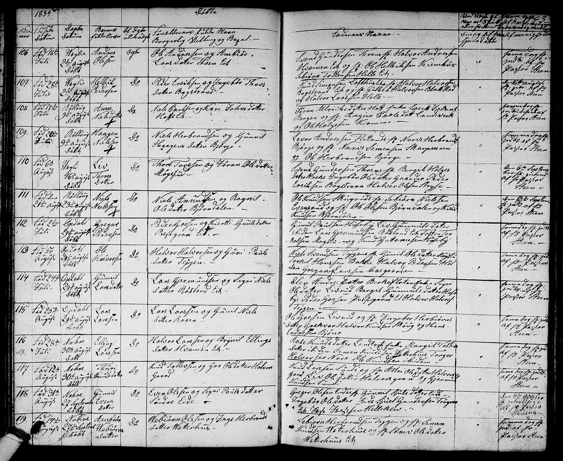 Rollag kirkebøker, AV/SAKO-A-240/G/Ga/L0002: Parish register (copy) no. I 2, 1831-1856, p. 43