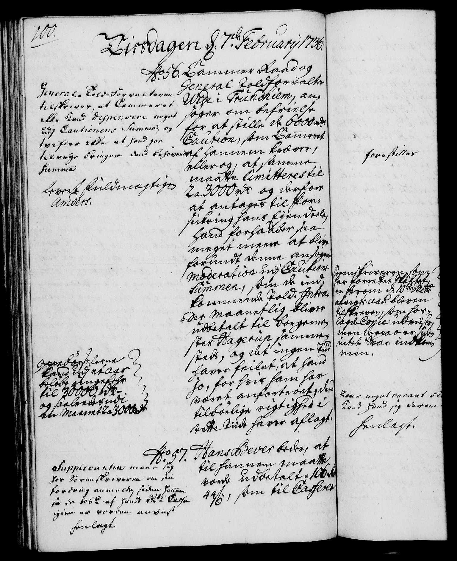 Rentekammeret, Kammerkanselliet, RA/EA-3111/G/Gh/Gha/L0018: Norsk ekstraktmemorialprotokoll (merket RK 53.63), 1735-1736, p. 100