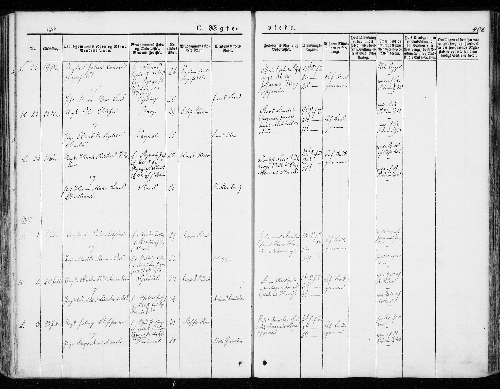 Ministerialprotokoller, klokkerbøker og fødselsregistre - Nordland, AV/SAT-A-1459/872/L1033: Parish register (official) no. 872A08, 1840-1863, p. 406