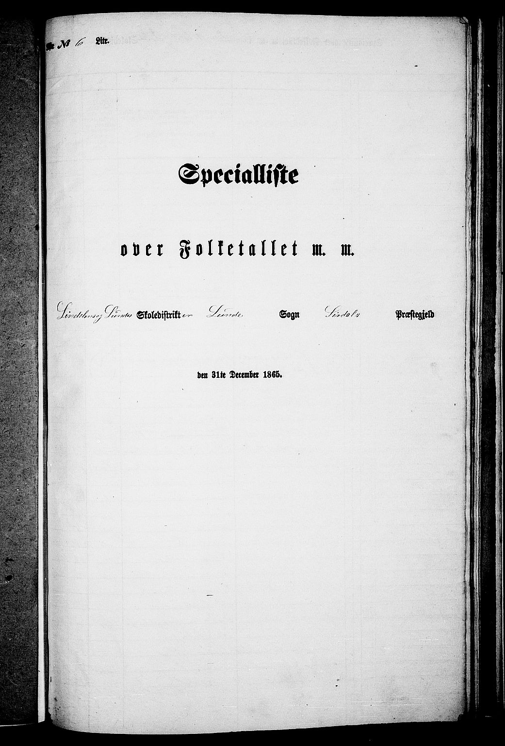 RA, 1865 census for Sirdal, 1865, p. 56